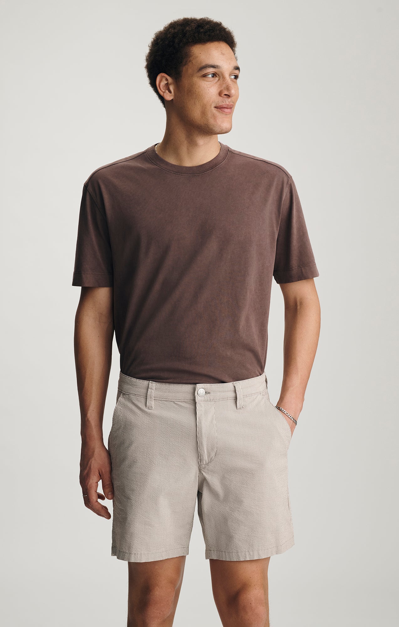 NATE CHINO SHORTS IN SAND SEERSUCKER - Mavi Jeans