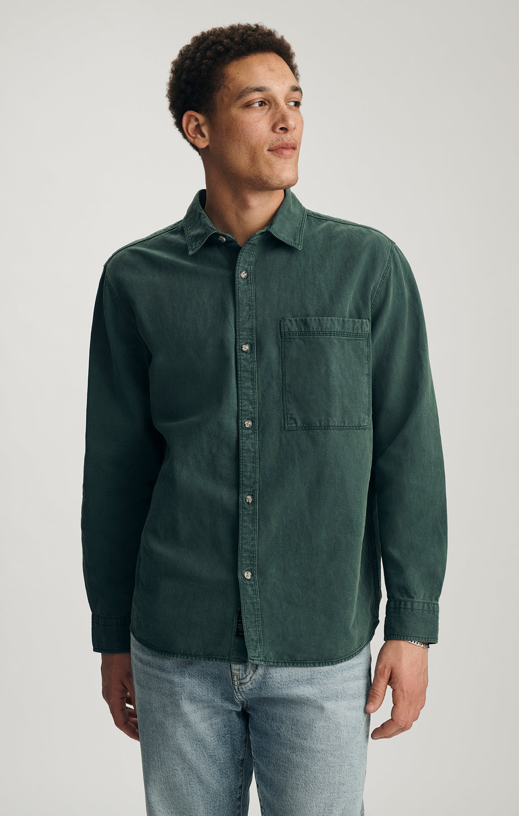 TENCEL™ ONE POCKET BUTTON-UP SHIRT IN BISTRO GREEN - Mavi Jeans