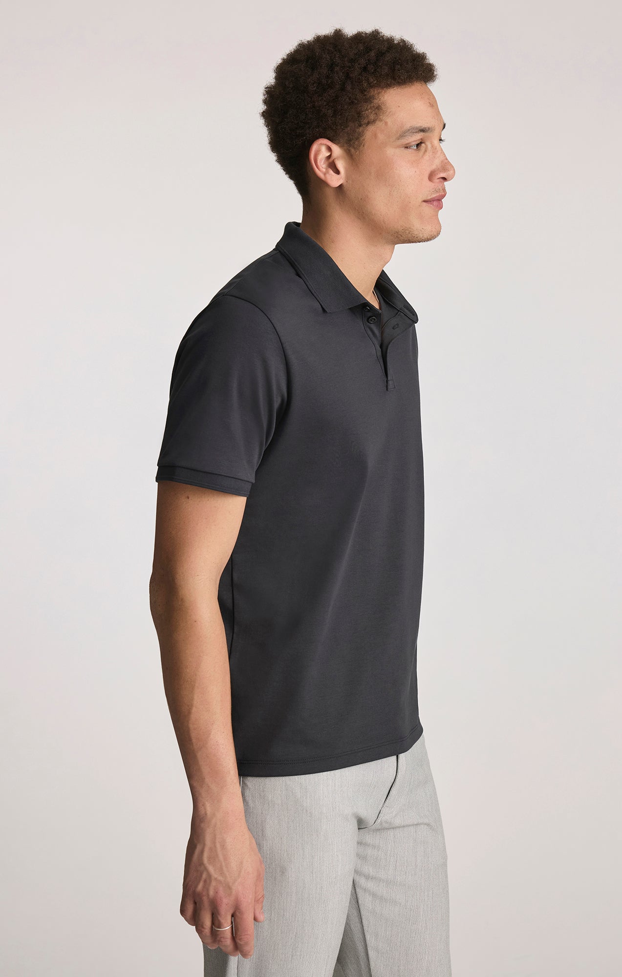 INTERLOCK POLO T-SHIRT IN BLACK - Mavi Jeans