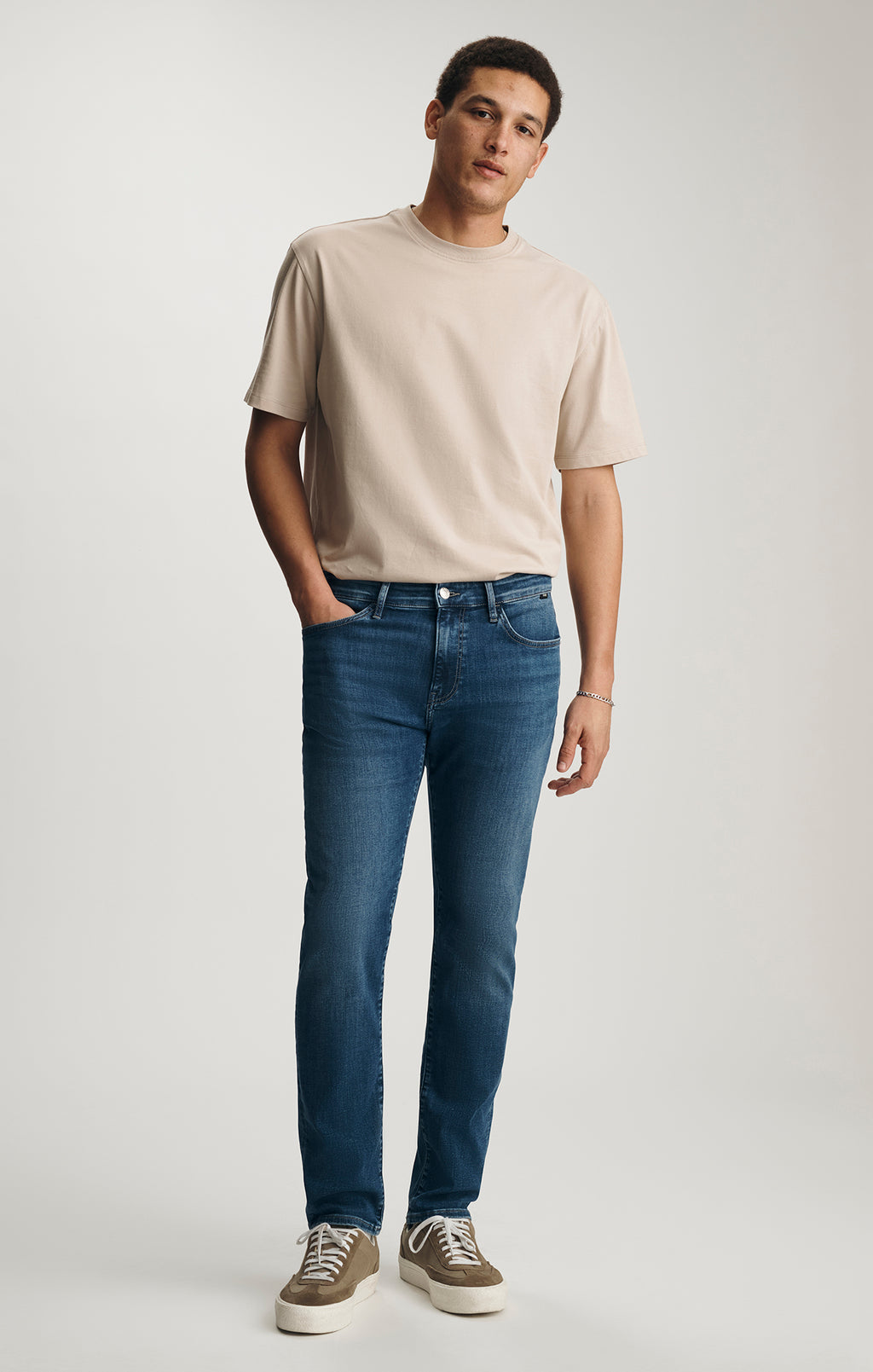JAKE SLIM LEG IN MID BRUSHED FEATHER BLUE - Mavi Jeans