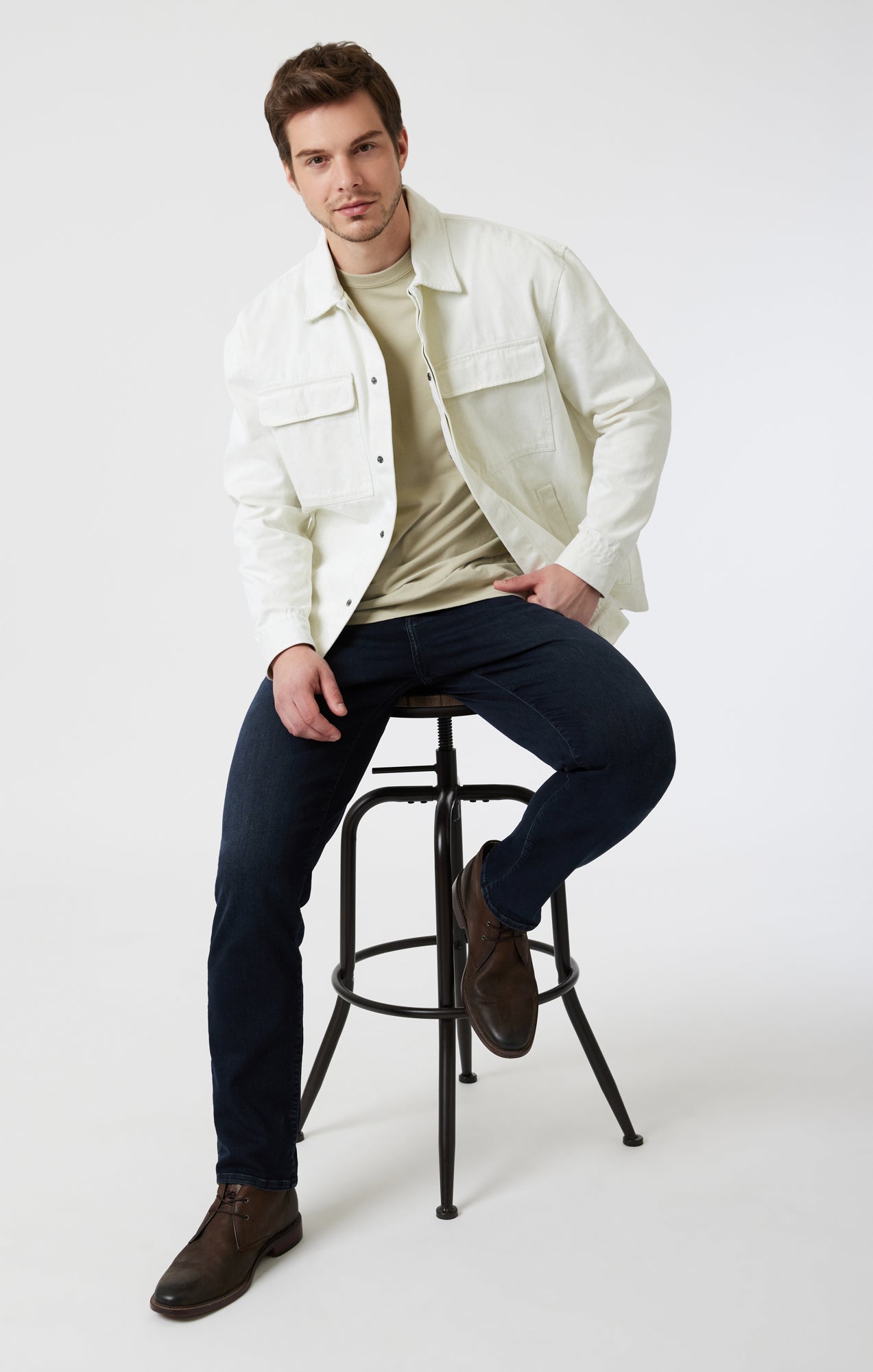 STEVE  ATHLETIC FIT IN BLUE BLACK BRUSHED SUPERMOVE - Mavi Jeans