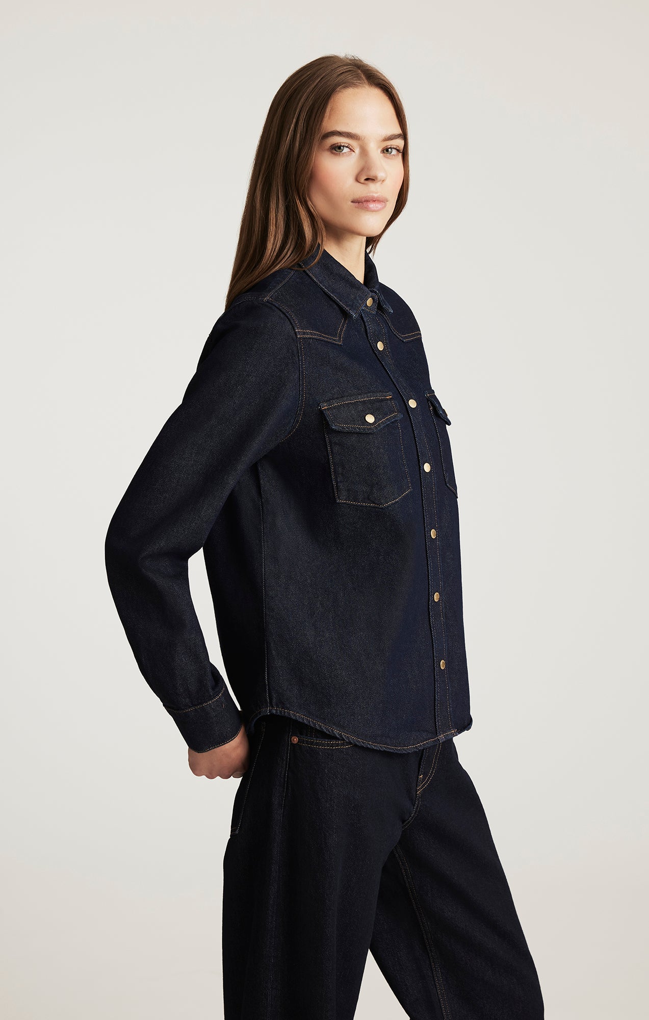 ANGELA DENIM SHIRT IN RINSE CLASSIC BLUE - Mavi Jeans