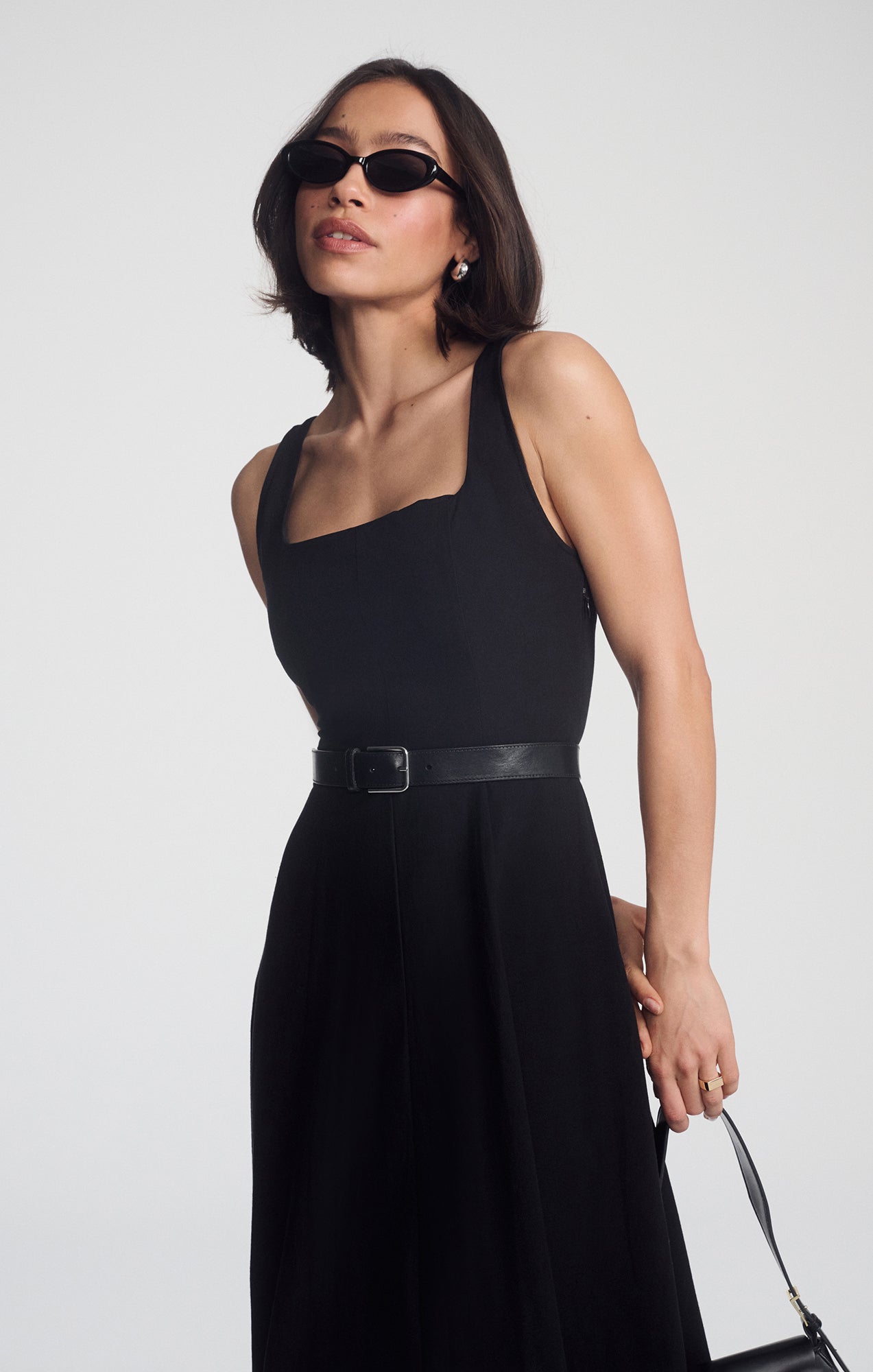SQUARE NECK MAXI DRESS IN BLACK - Mavi Jeans
