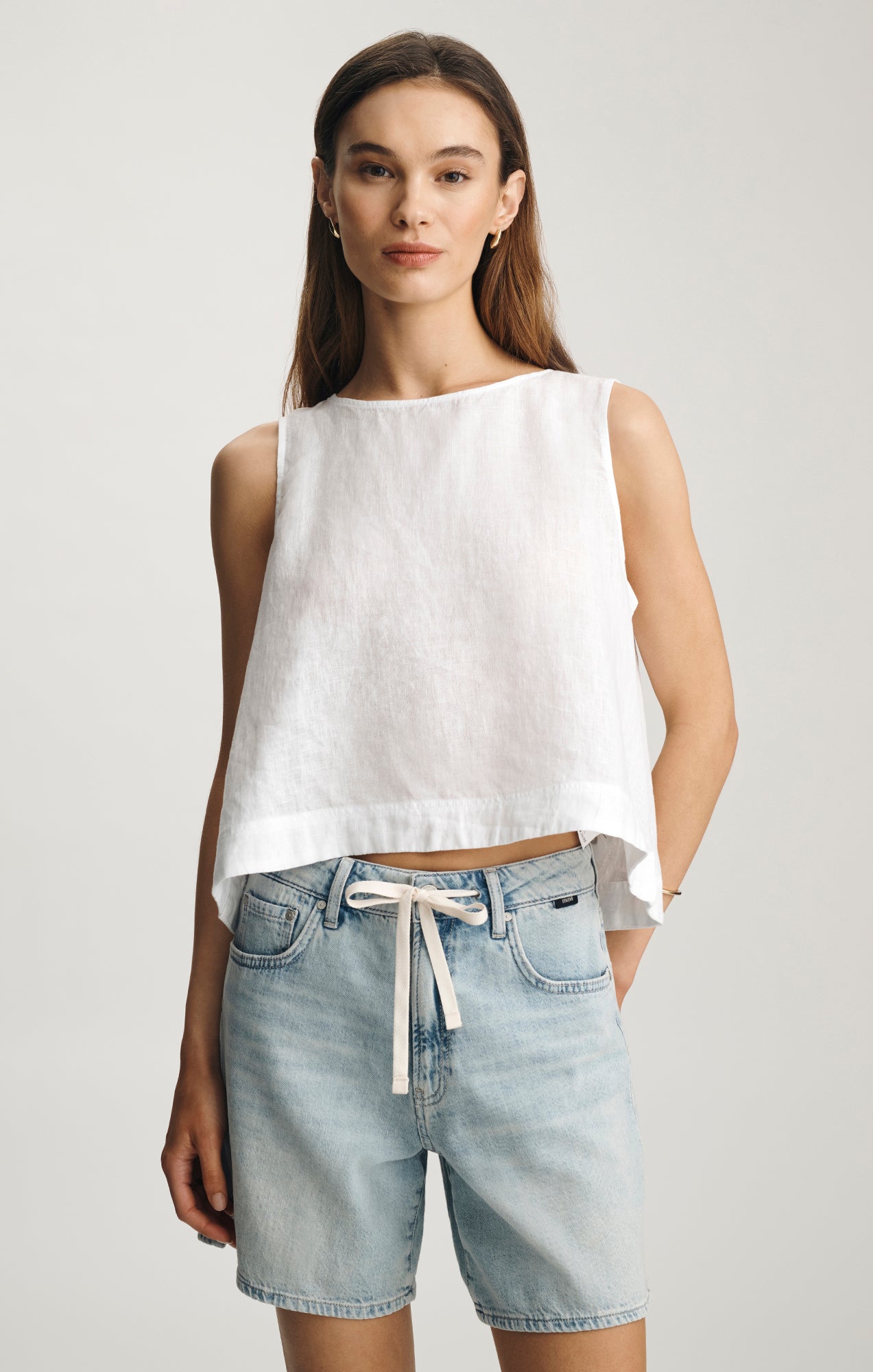 LINEN TANK TOP IN WHITE - Mavi Jeans