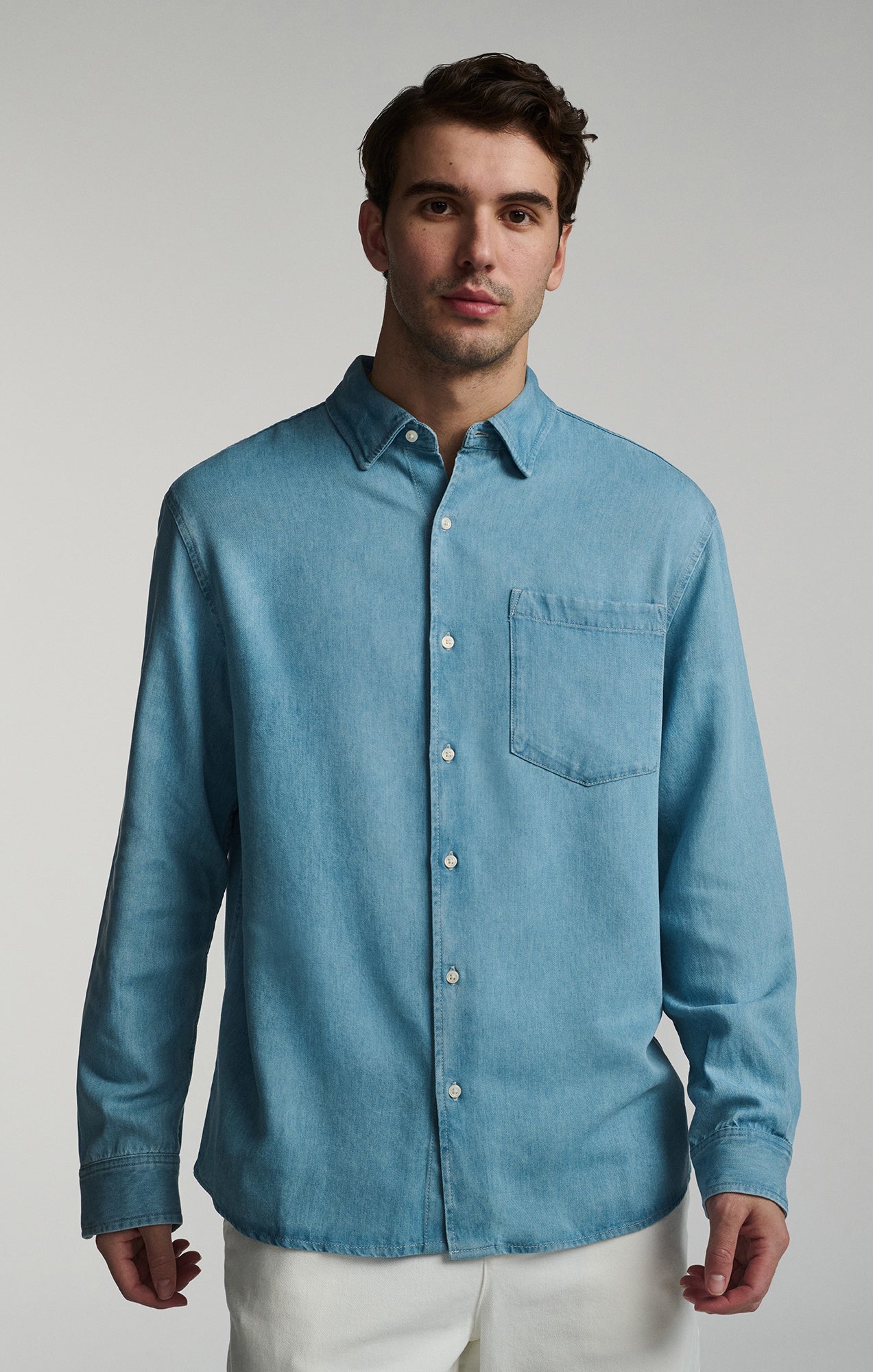 LONG SLEEVE BUTTON-UP TENCEL™ SHIRT IN INDIGO - Mavi Jeans