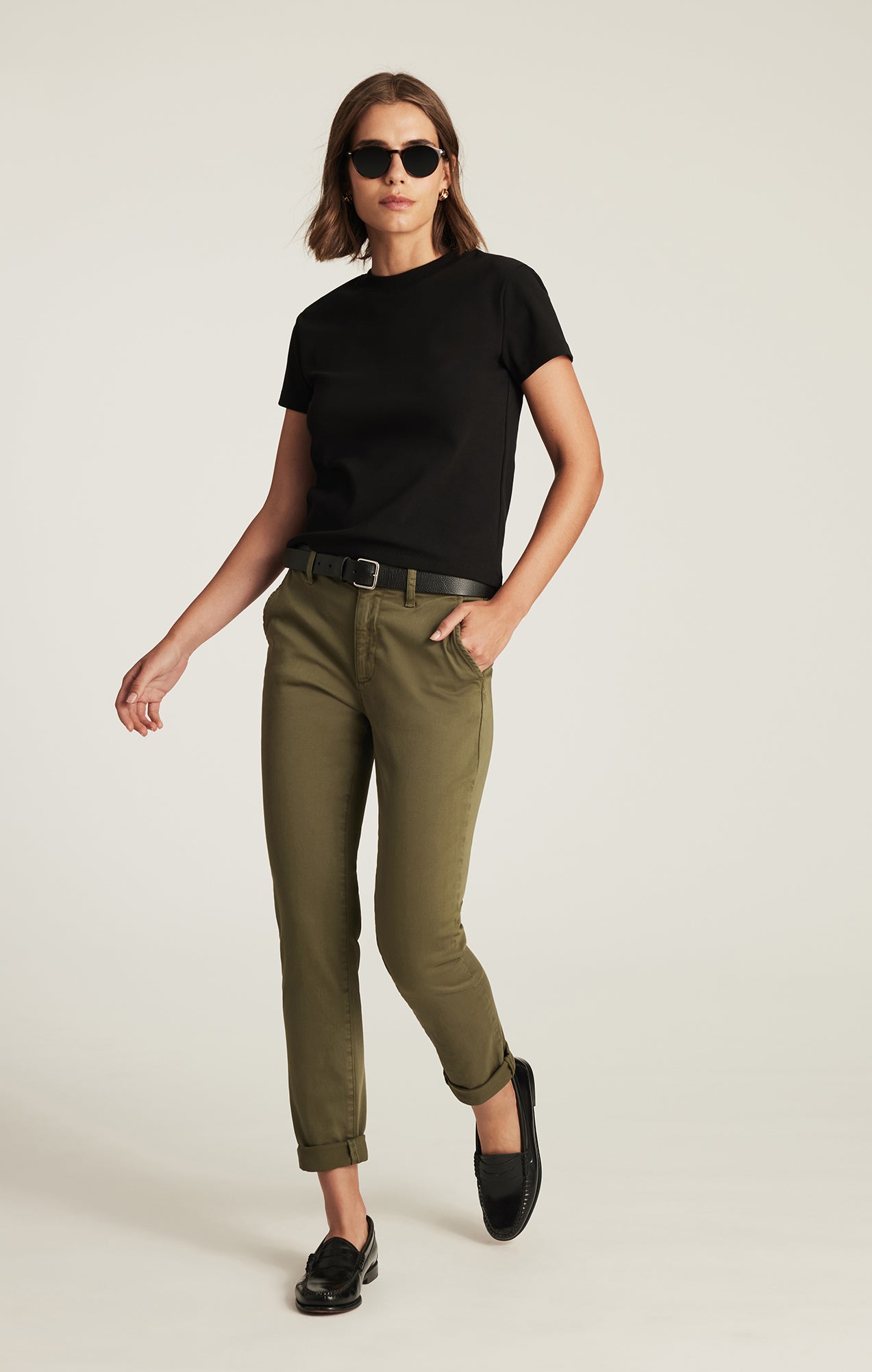 KATHLEEN SLIM BOYFRIEND IN DARK OLIVE CASUAL TWILL - Mavi Jeans