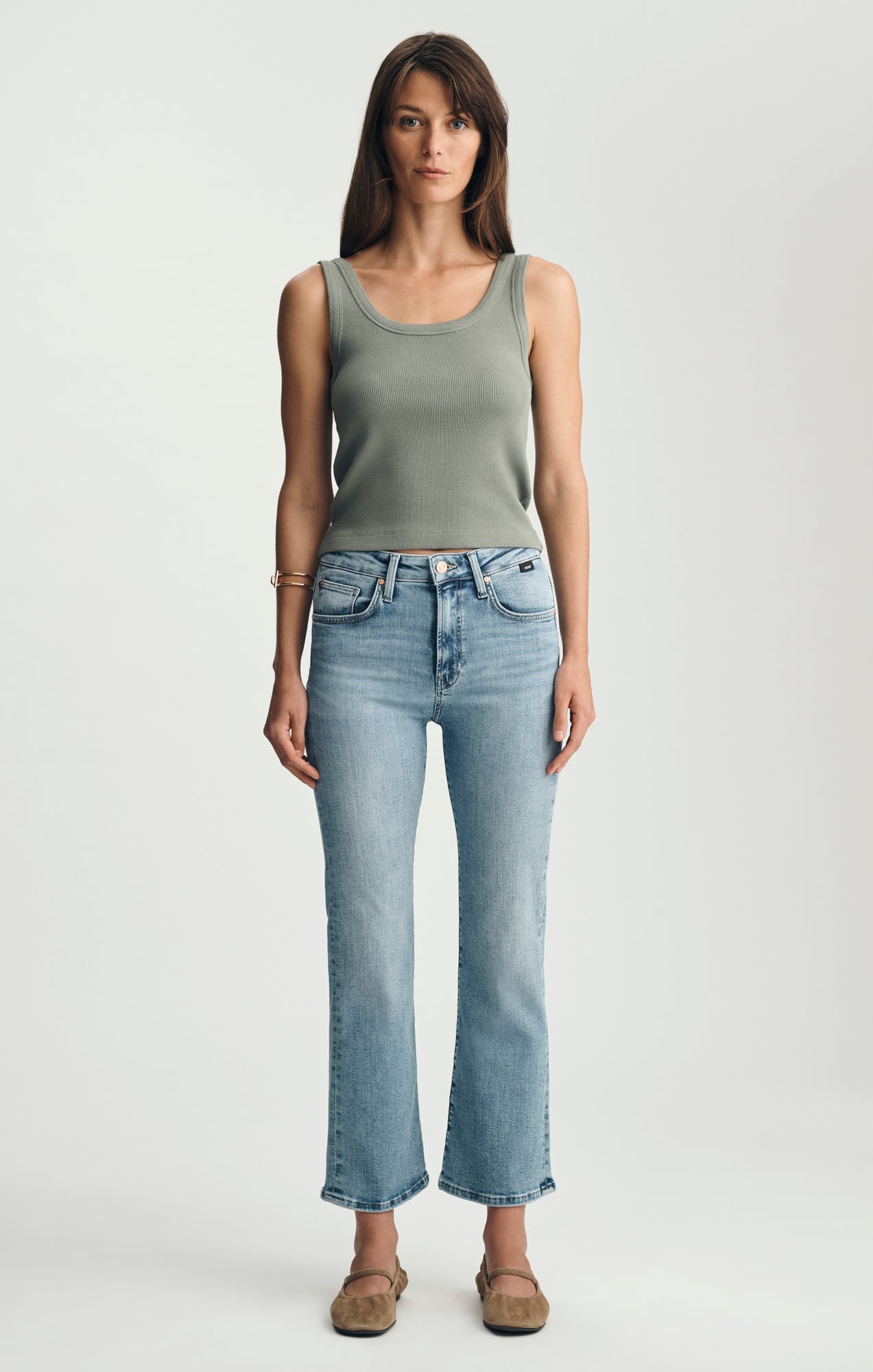 ANIKA CROPPED FLARE IN LIGHT BRUSHED FLEX BLUE - Mavi Jeans