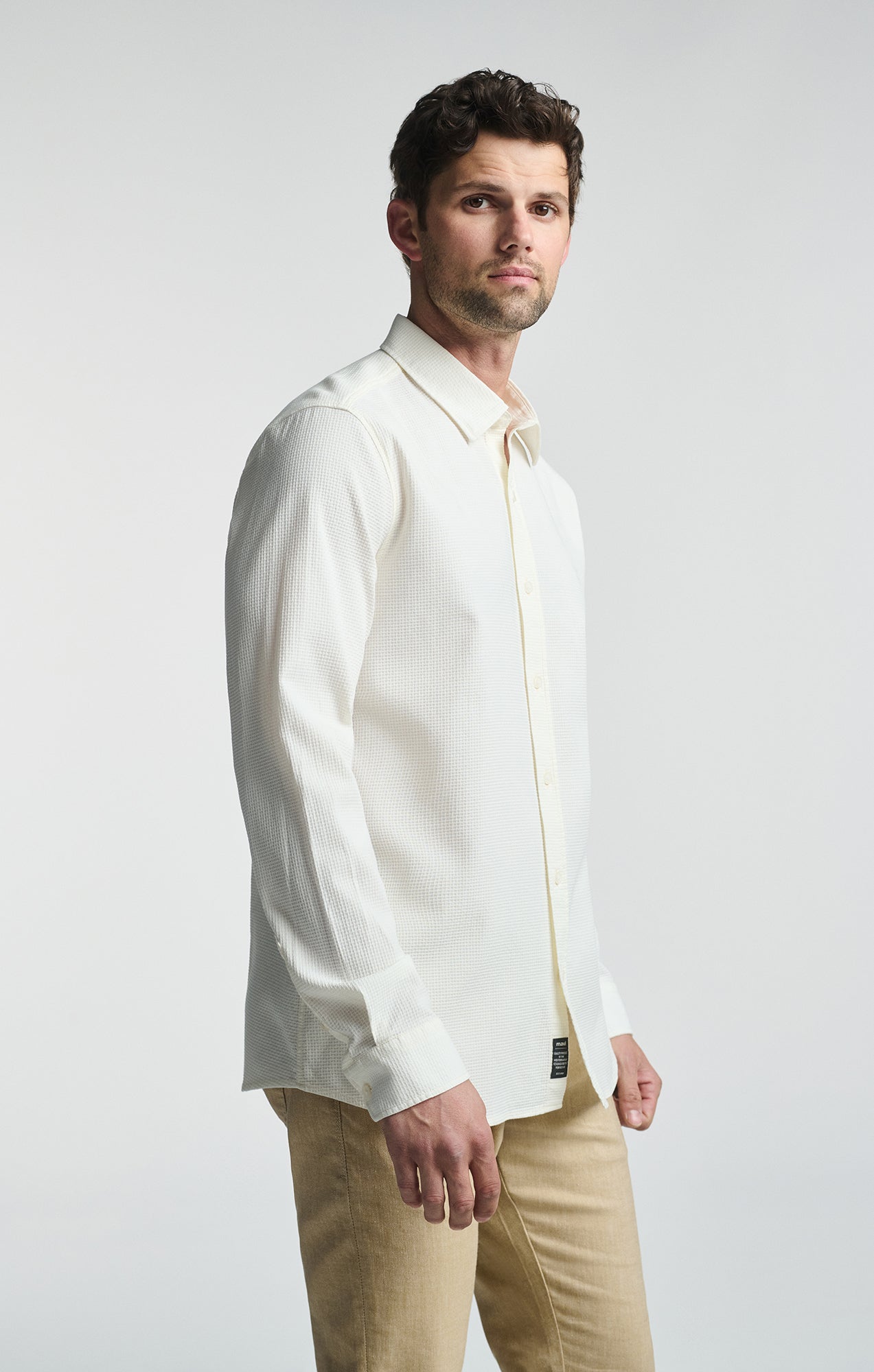 LONG SLEEVE BUTTON-UP SHIRT IN ANTIQUE WHITE - Mavi Jeans