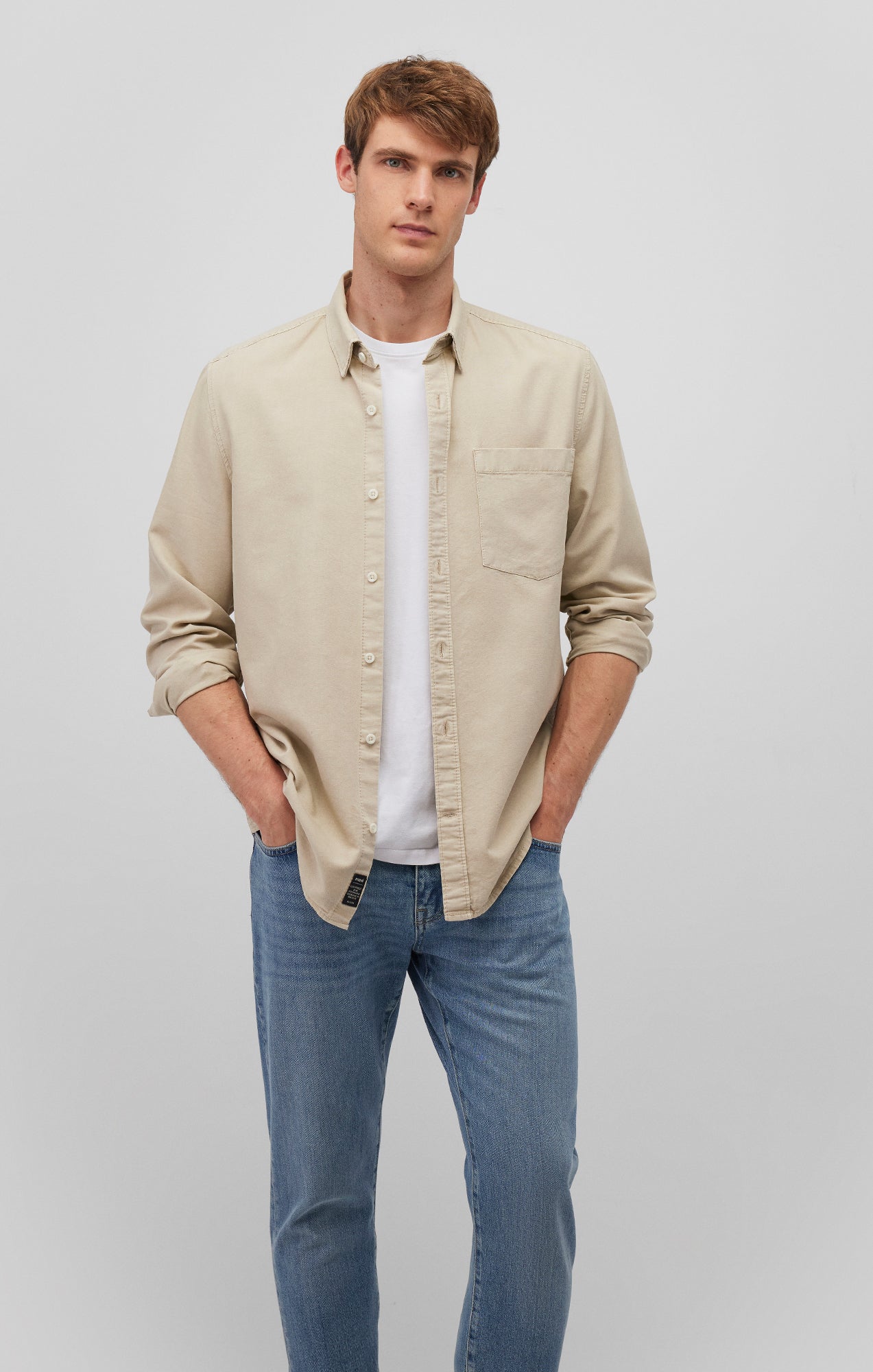 ONE POCKET BUTTON-UP SHIRT IN PELICAN - Mavi Jeans