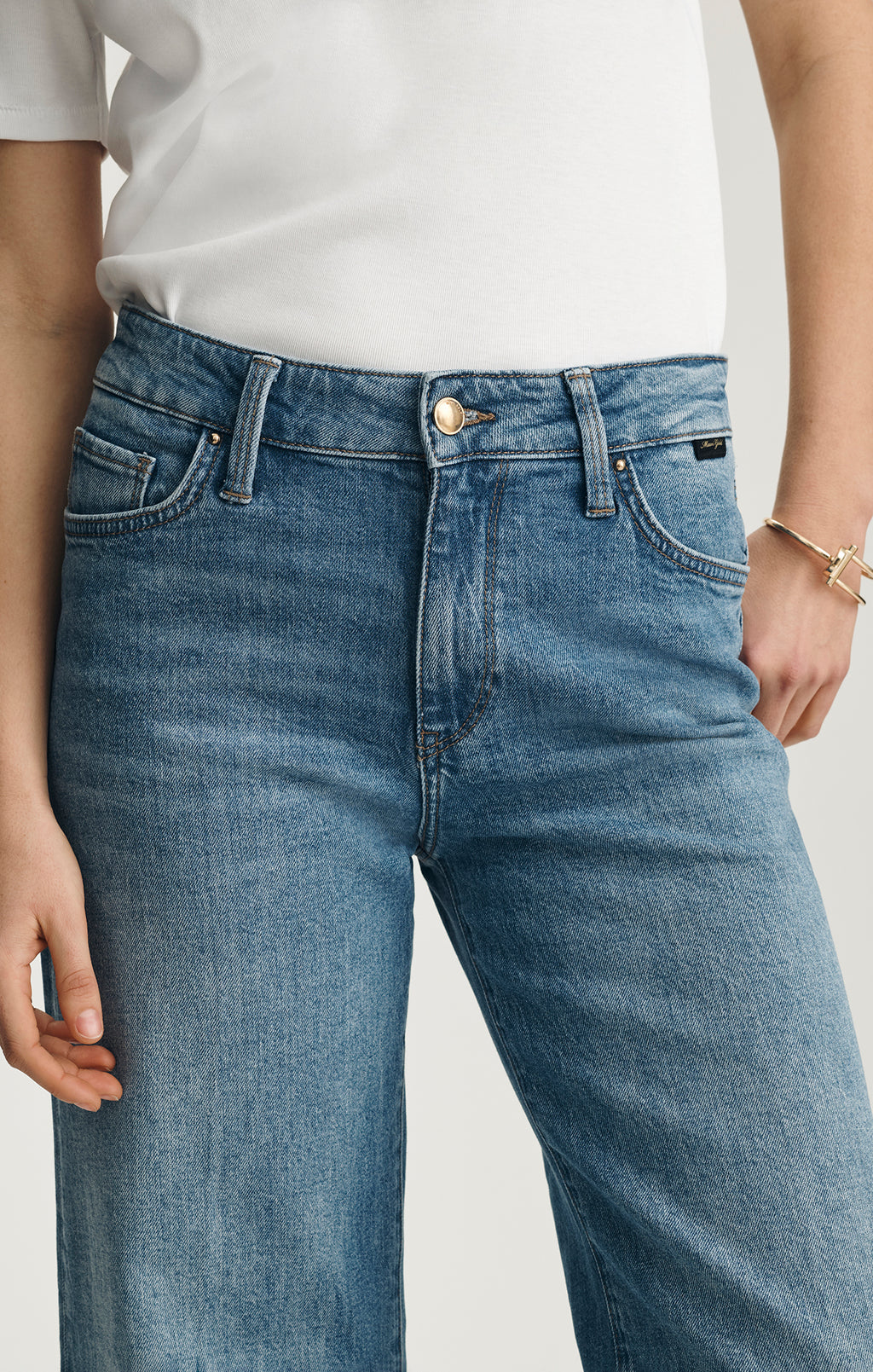 PALOMA WIDE LEG IN MID BRUSHED GOLD PREMIUM - Mavi Jeans