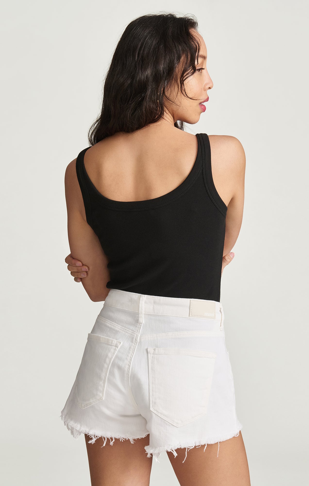 ROSIE BOYFRIEND SHORTS IN WHITE RIPPED STRETCH - Mavi Jeans