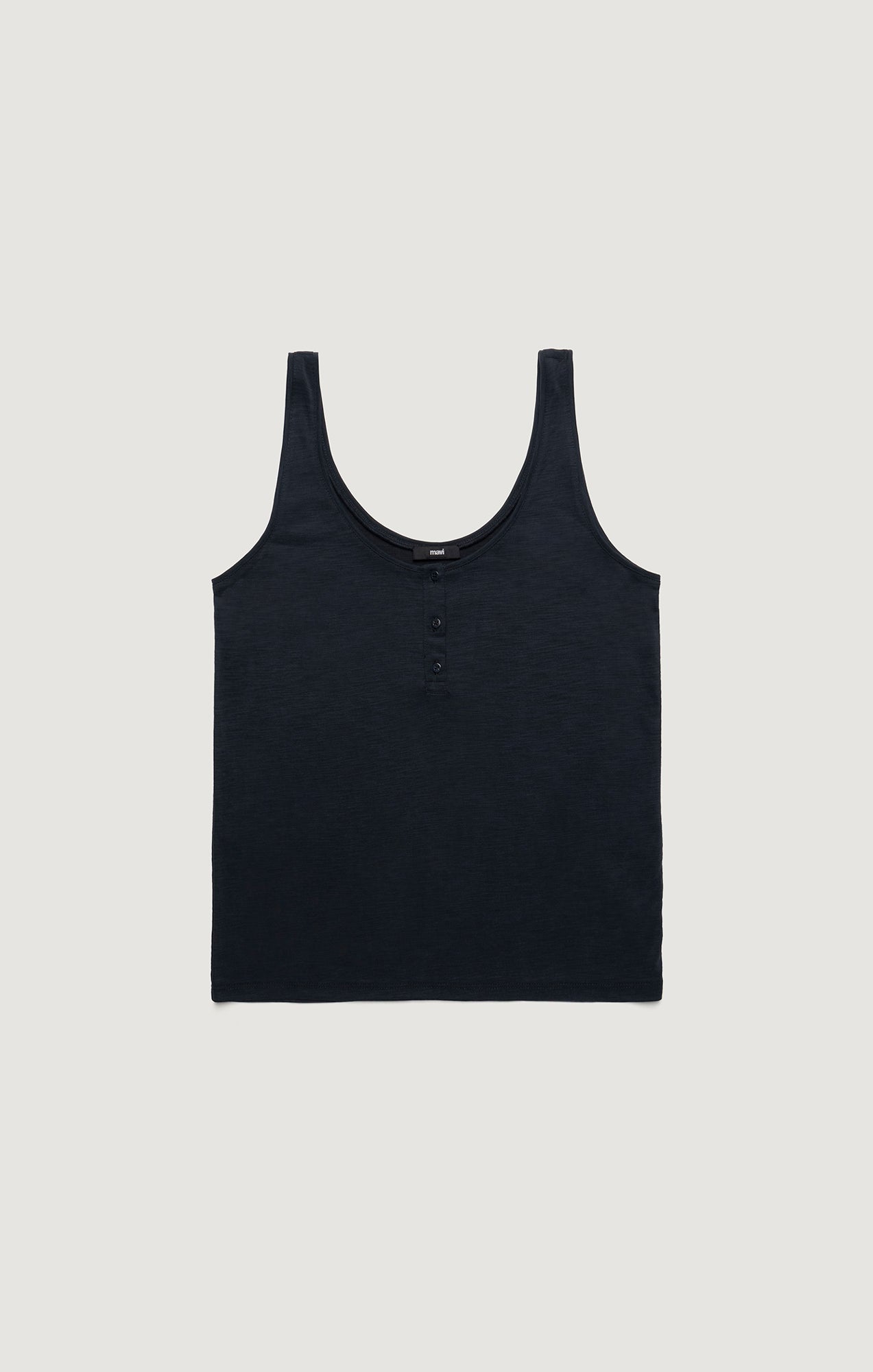 LUXE TOUCH TENCEL™ HENLEY TANK TOP IN BLACK - Mavi Jeans
