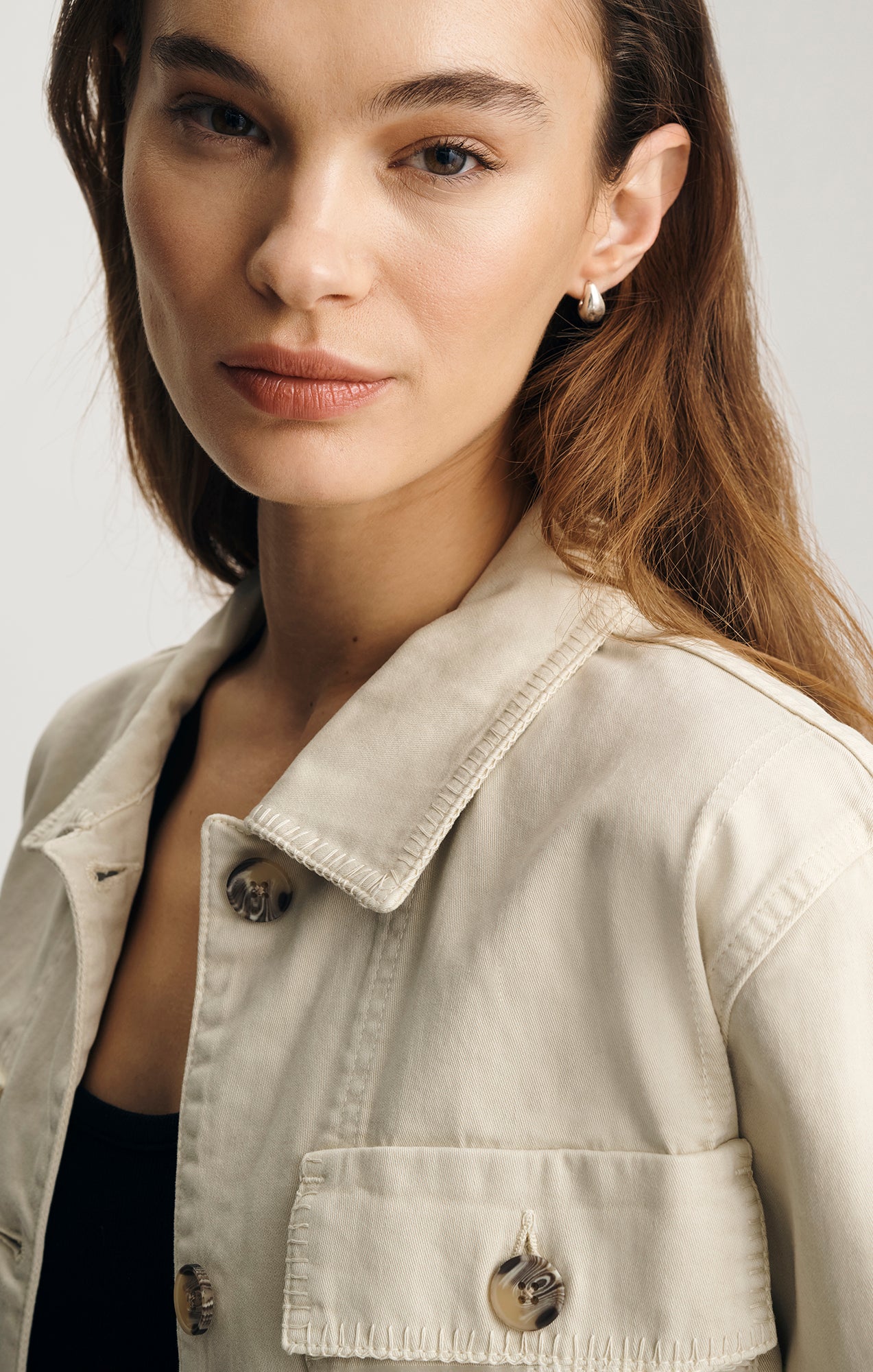 UTILITY OVERSHIRT IN OYSTER GRAY - Mavi Jeans