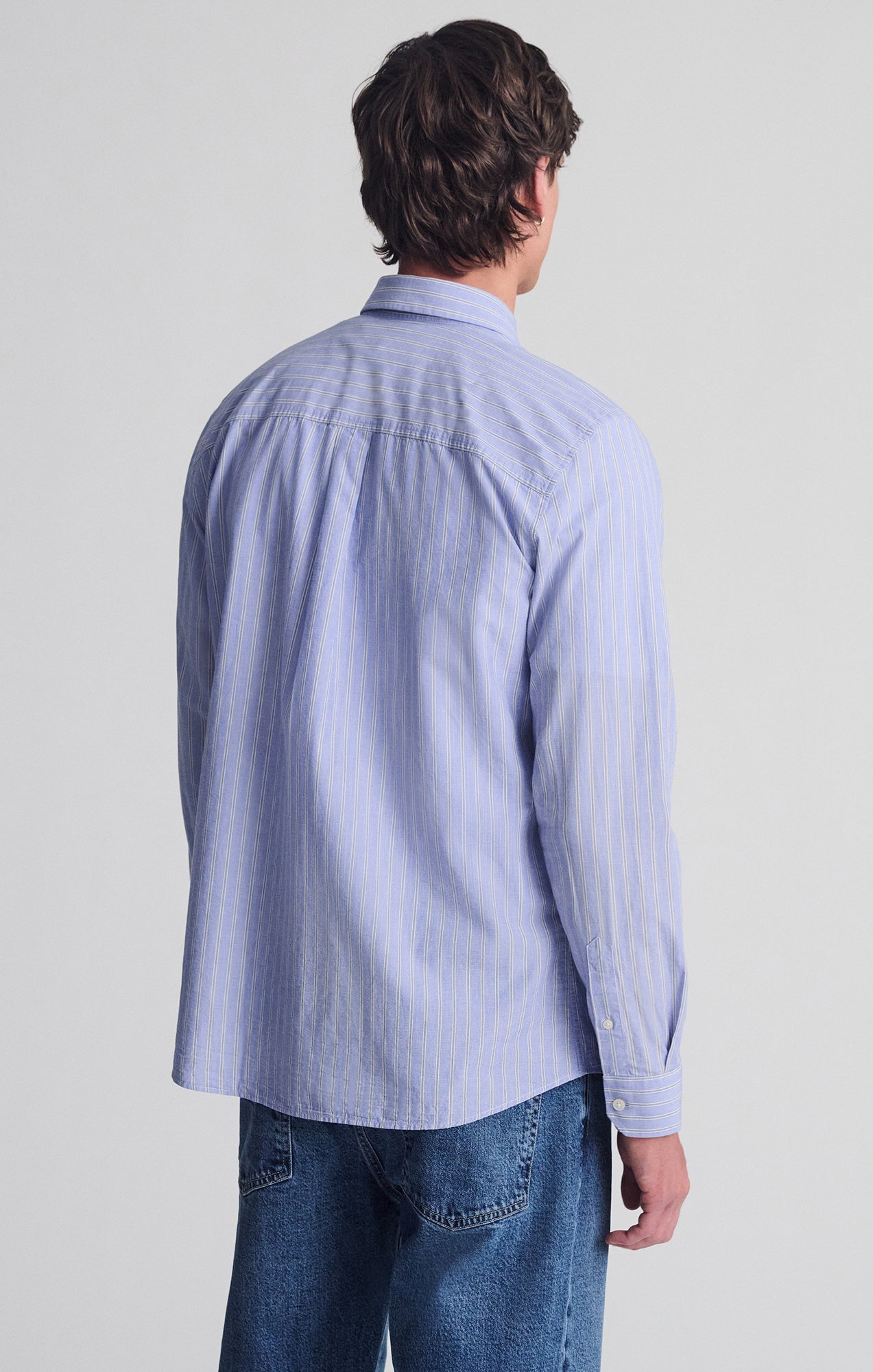 STRIPED LONG SLEEVE BUTTON-UP SHIRT IN HEATHER - Mavi Jeans