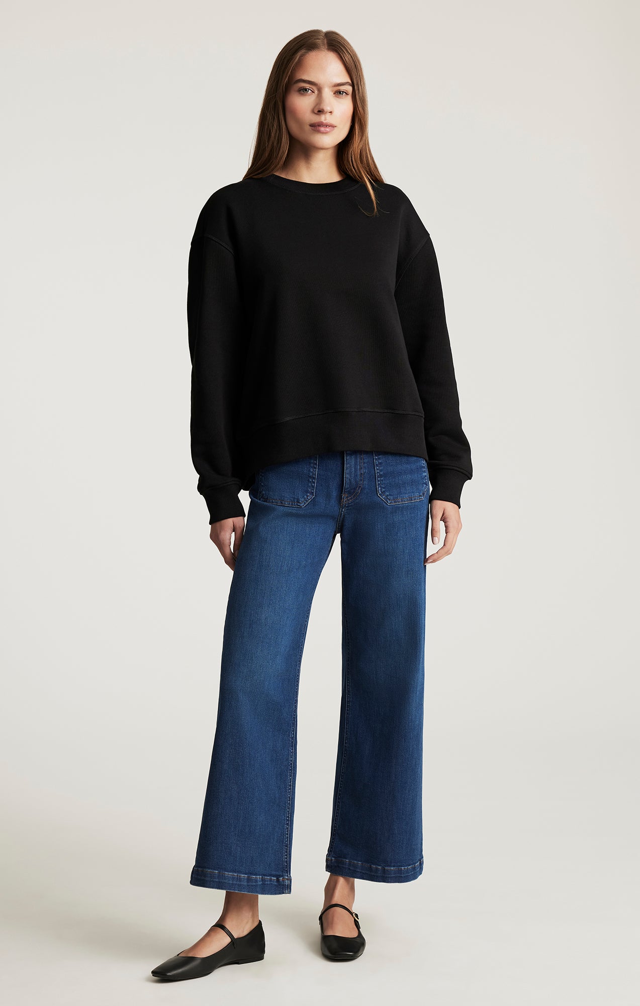 CREW NECK SWEATSHIRT IN BLACK - Mavi Jeans