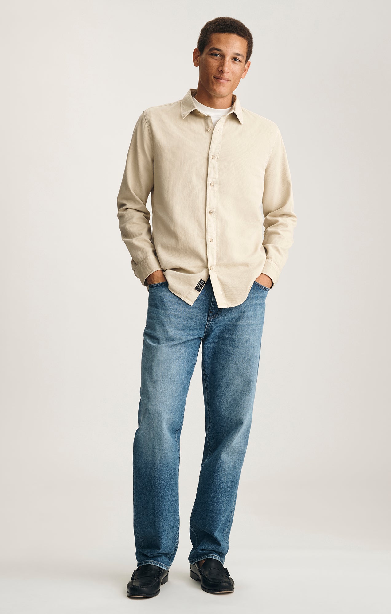 LONG SLEEVE BUTTON-UP SHIRT IN PEYOTE - Mavi Jeans