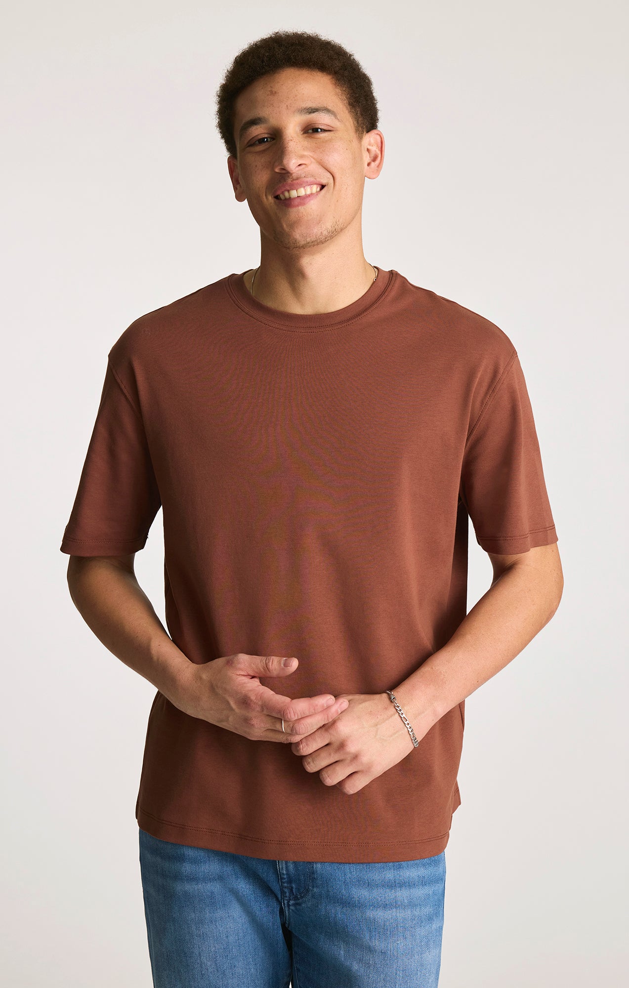 INTERLOCK CREW NECK T-SHIRT IN BRUNETTE - Mavi Jeans