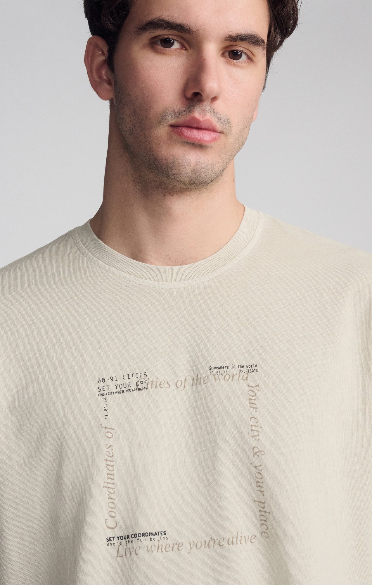 GRAPHIC CREW NECK T-SHIRT IN PELICAN - Mavi Jeans