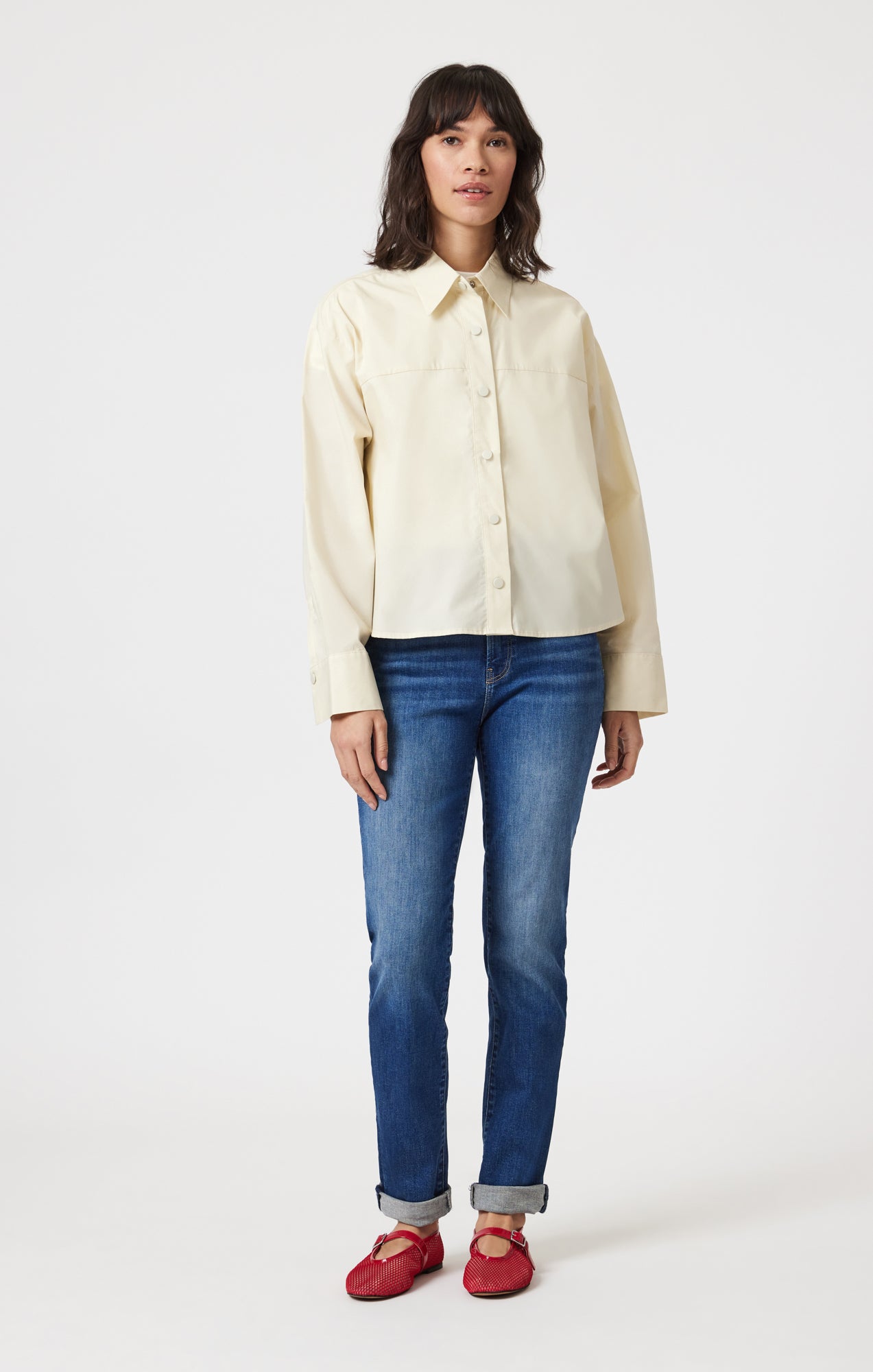 KATHLEEN SLIM BOYFRIEND IN DARK BRUSHED FLEX BLUE - Mavi Jeans