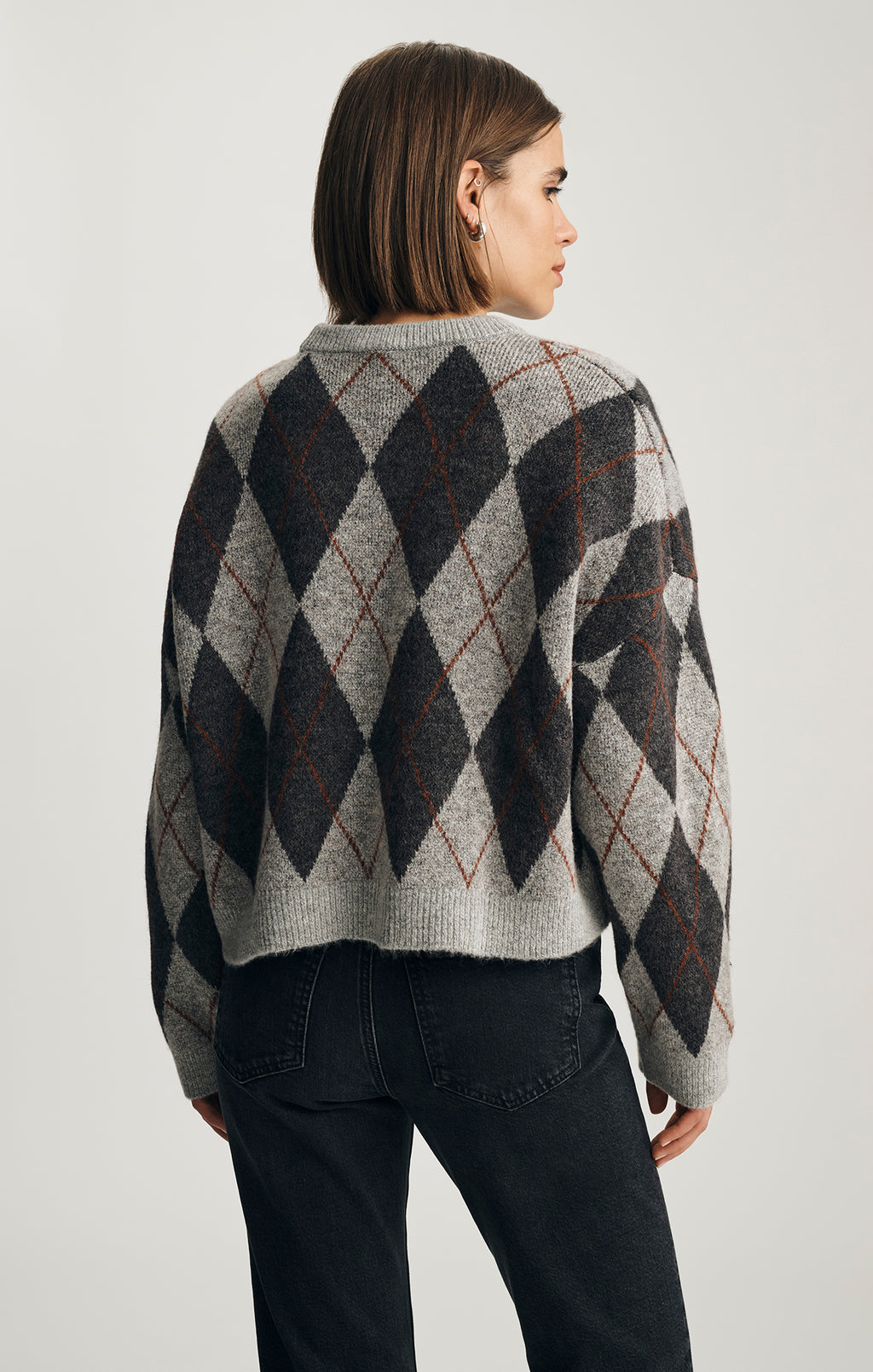 ARGYLE SWEATER IN MID GREY MELANGE - Mavi Jeans