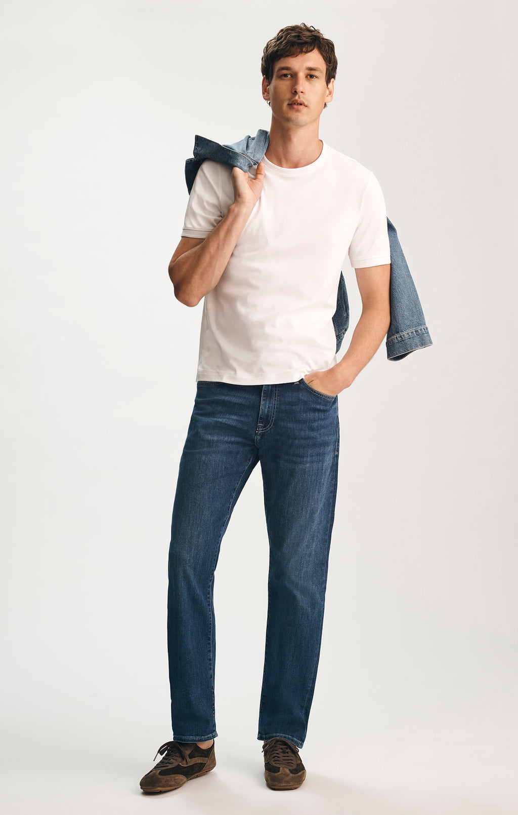 ZACH STRAIGHT LEG IN MID BRUSHED NASHVILLE - Mavi Jeans