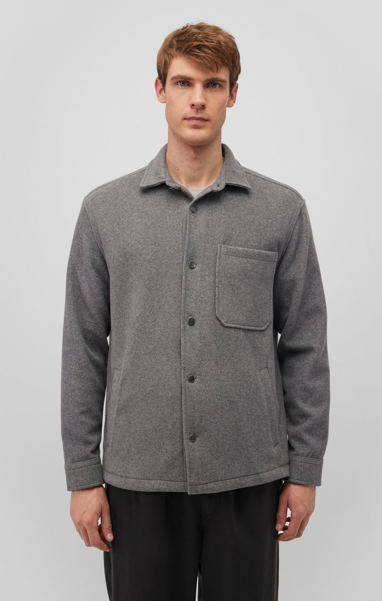 ONE POCKET LONG SLEEVE BUTTON-UP SHIRT IN ANTHRACITE - Mavi Jeans