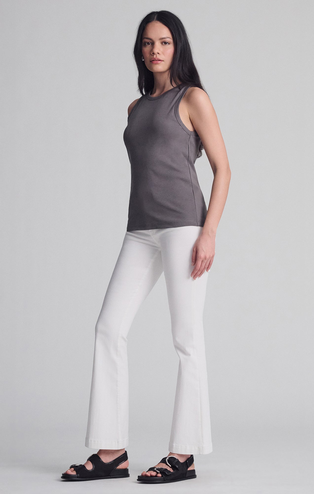 CONTOUR TANK TOP IN DARK GULL GRAY - Mavi Jeans