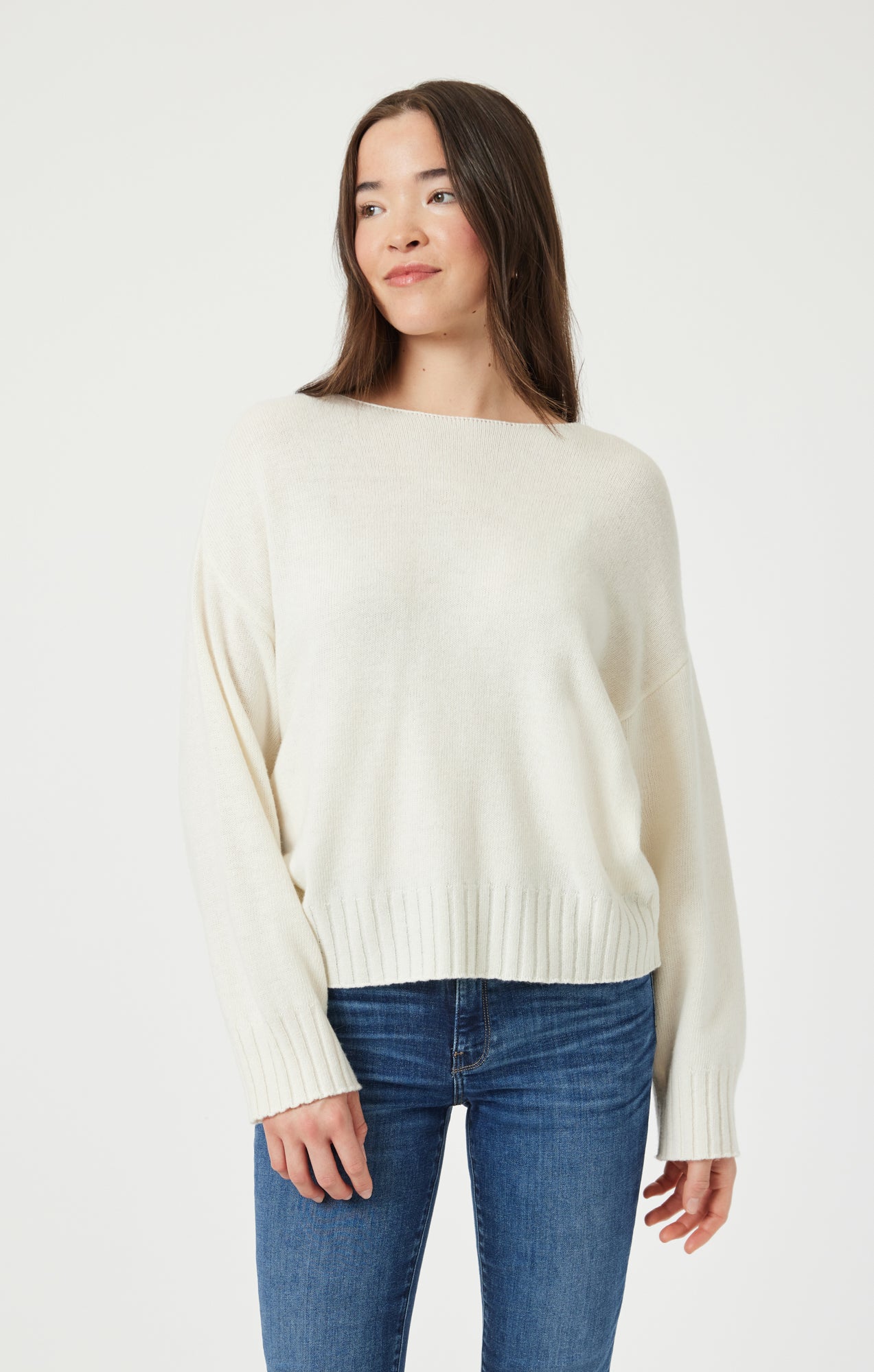 BOAT NECK SWEATER IN ANTIQUE WHITE - Mavi Jeans