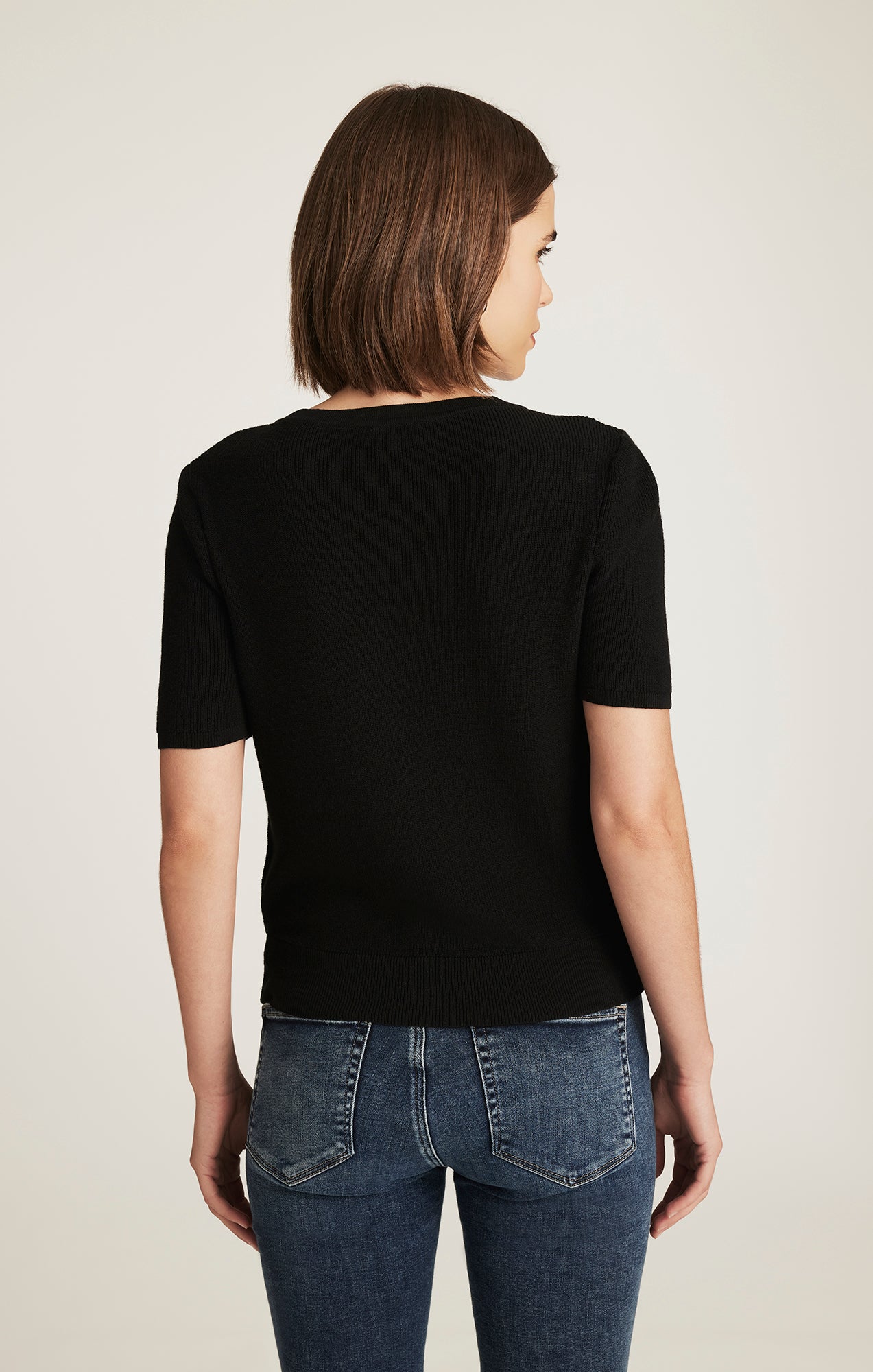 EDITION SHORT SLEEVE CARDIGAN IN BLACK - Mavi Jeans