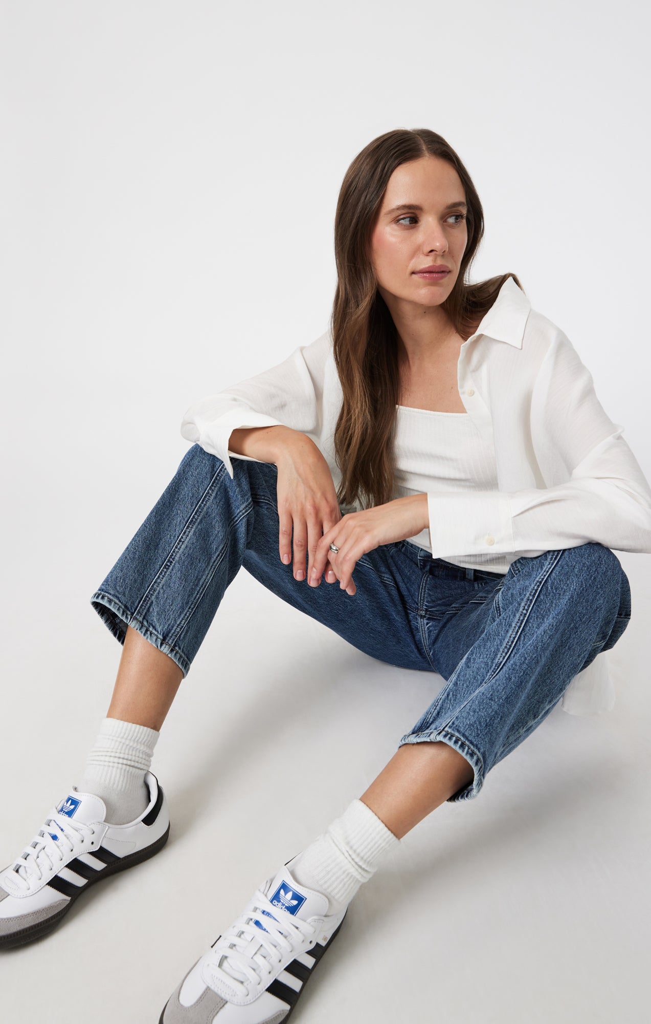 MARISSA STRAIGHT LEG UTILITY IN MID BRUSHED CLASSIC BLUE - Mavi Jeans