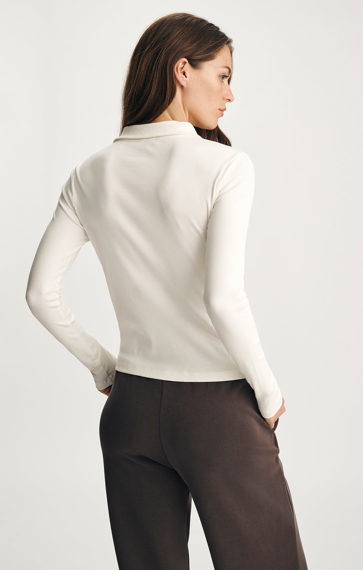 SPORTY LUXE HALF ZIP SHIRT IN COCONUT MILK