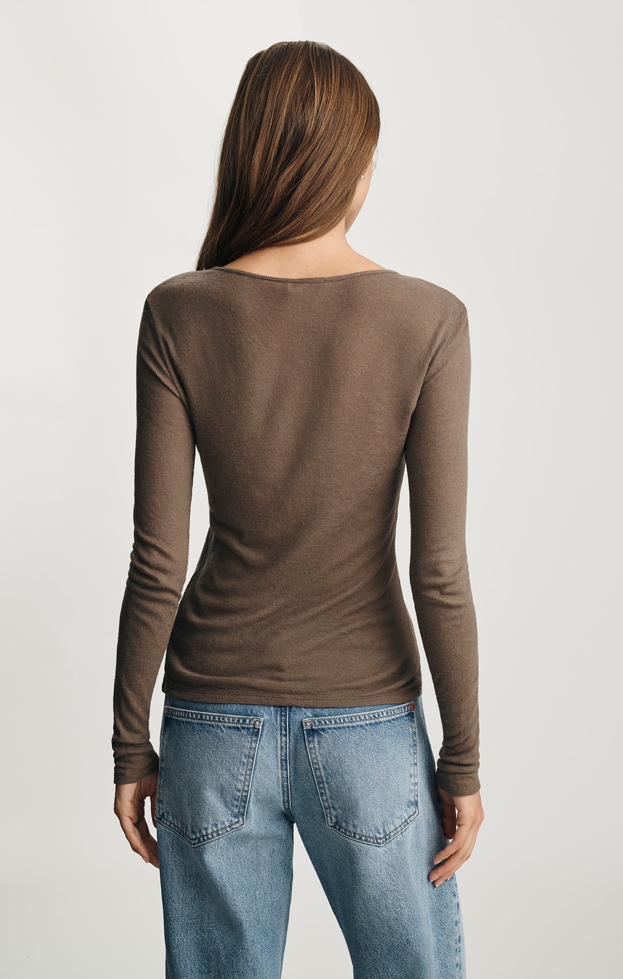 EDITION LONG SLEEVE HENLEY T-SHIRT IN MOREL - Mavi Jeans