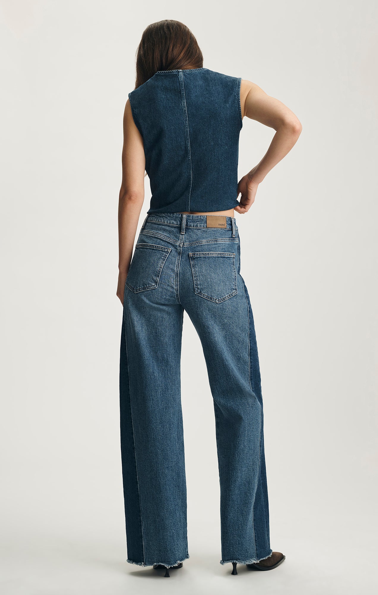 MALIBU WIDE LEG IN MID DENIM BLOCKING - Mavi Jeans