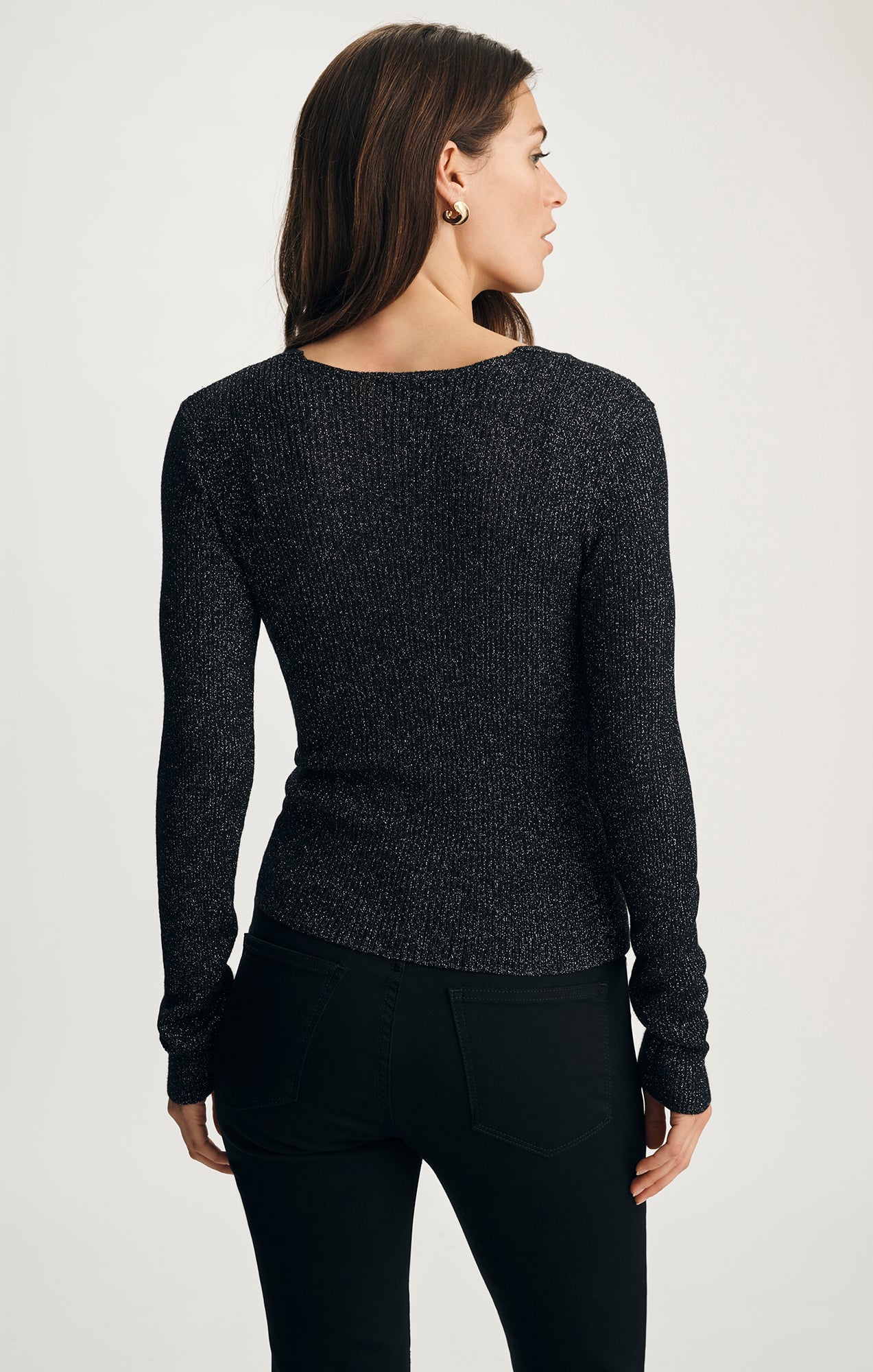 WRAP FRONT SWEATER IN BLACK