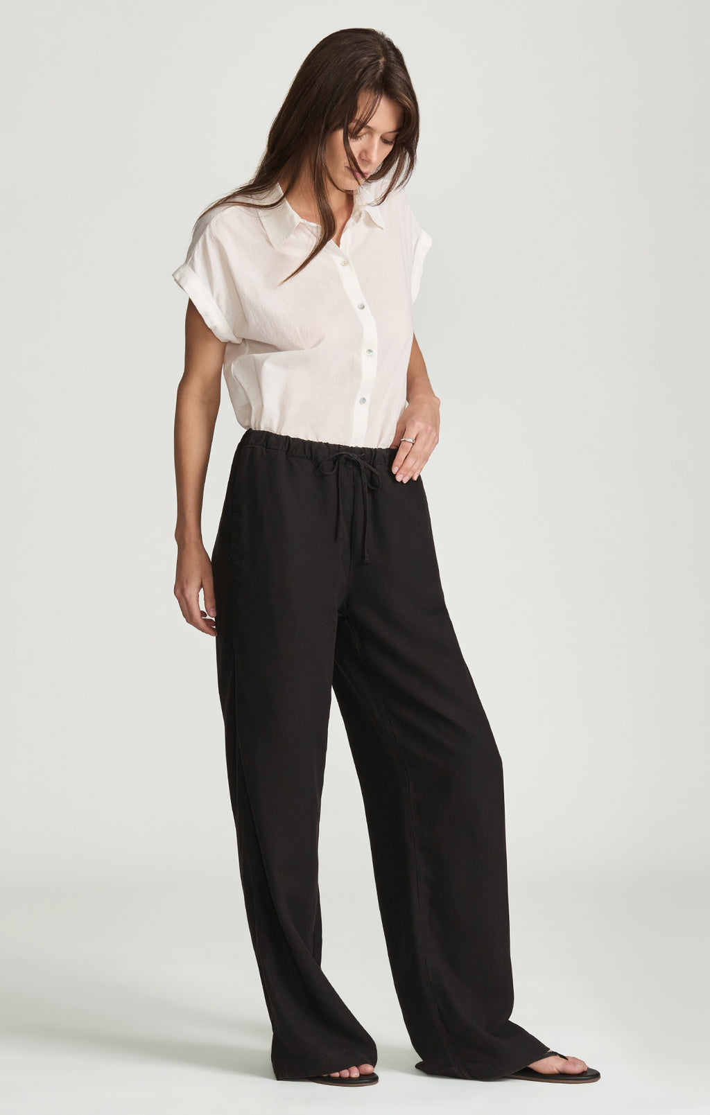 MARCELA WIDE LEG IN BLACK LINEN - Mavi Jeans