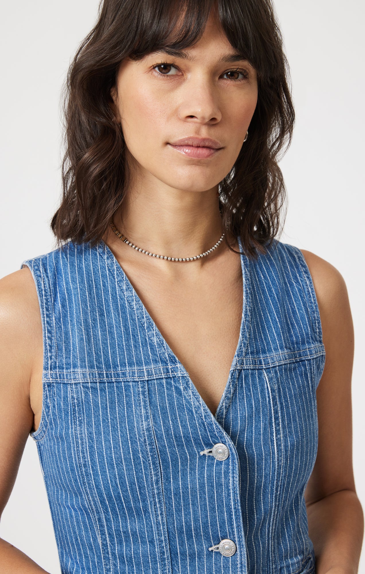 MERLIN VEST IN BLUE STRIPE DENIM - Mavi Jeans