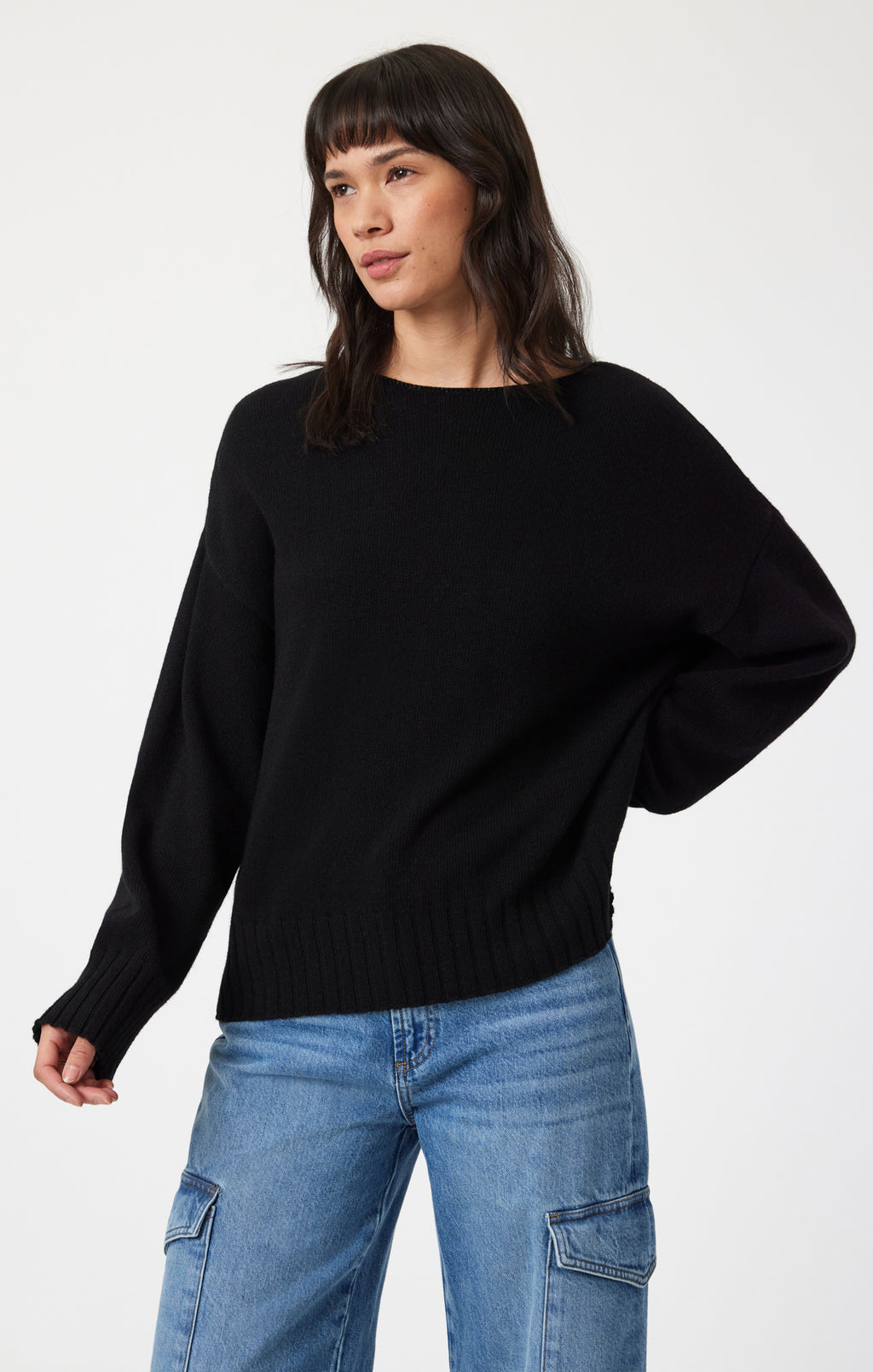 BOAT NECK SWEATER IN BLACK - Mavi Jeans