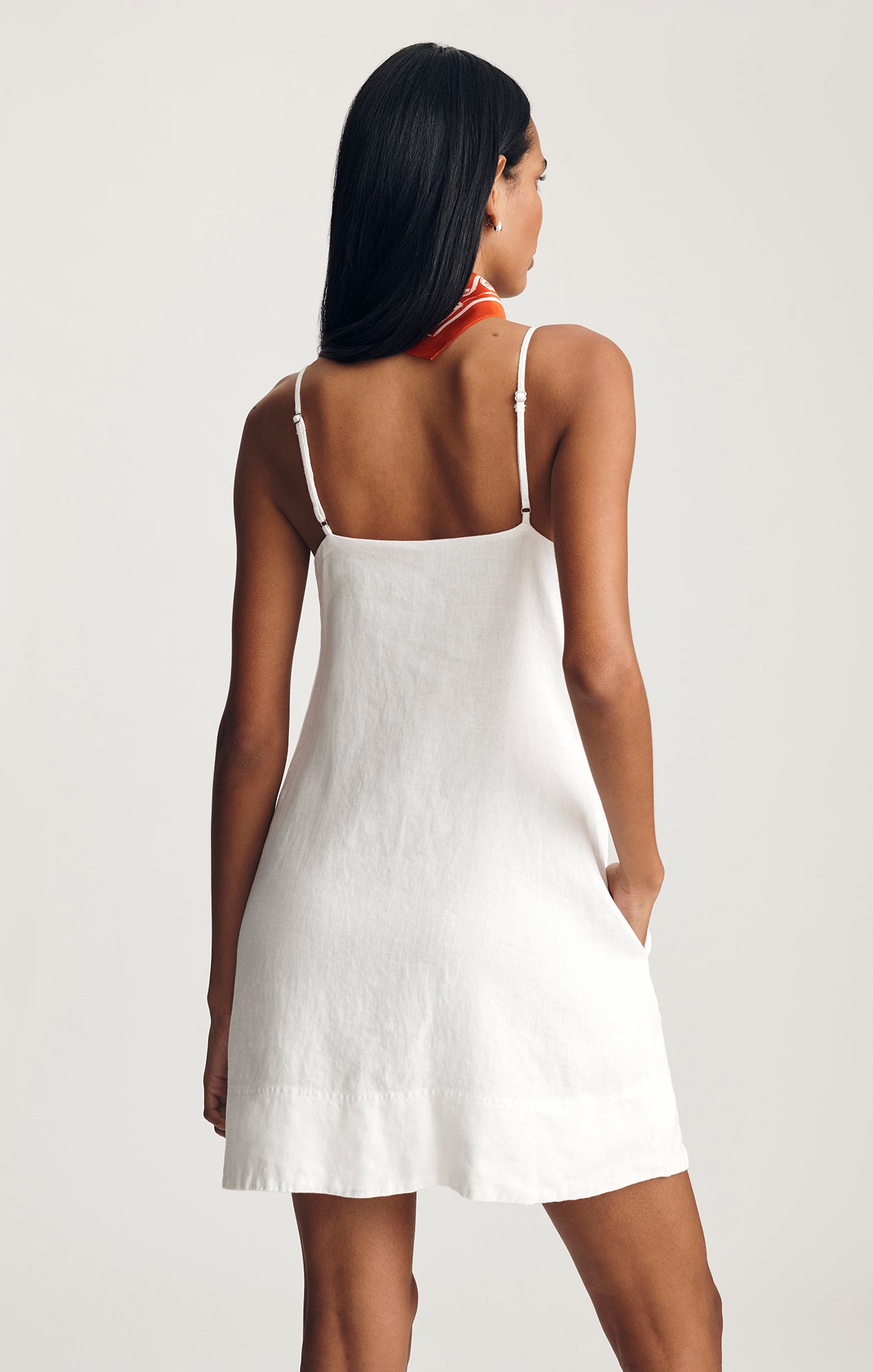 LINEN CAMI MINI DRESS IN WHITE - Mavi Jeans
