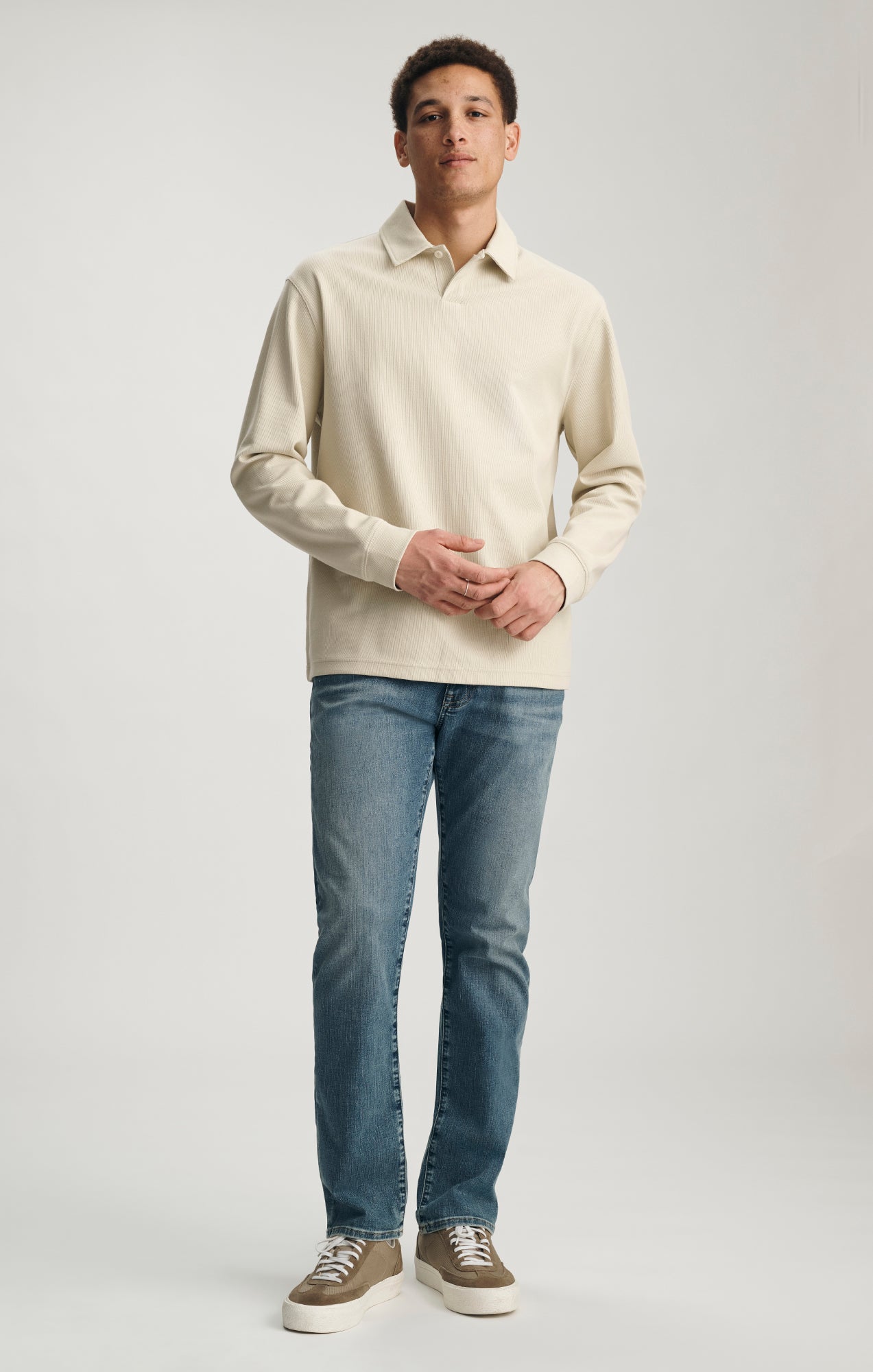 JACQUARD INTERLOCK POLO SWEATSHIRT IN OVERCAST - Mavi Jeans