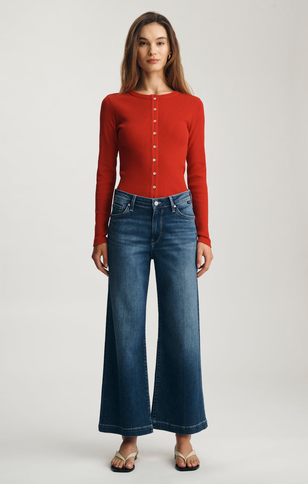 PALOMA WIDE LEG IN DARK BRUSHED FEATHER LUXE - Mavi Jeans