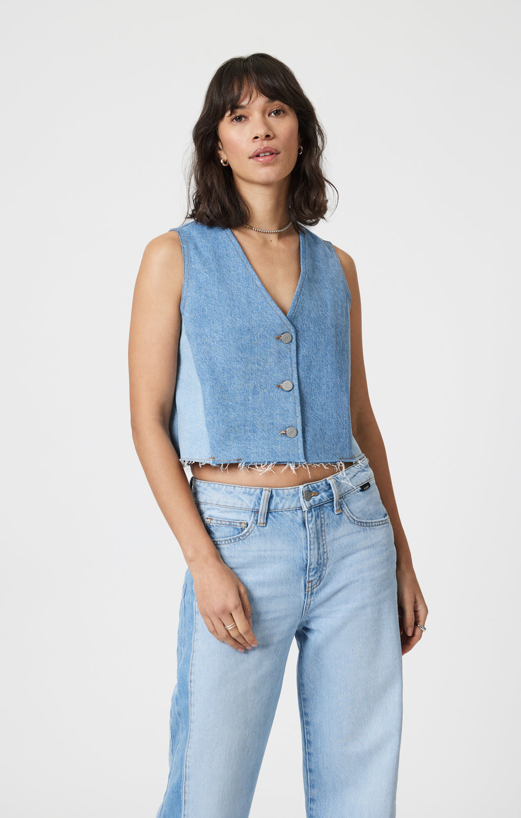 PEONY VEST IN BLOCKING DENIM - Mavi Jeans