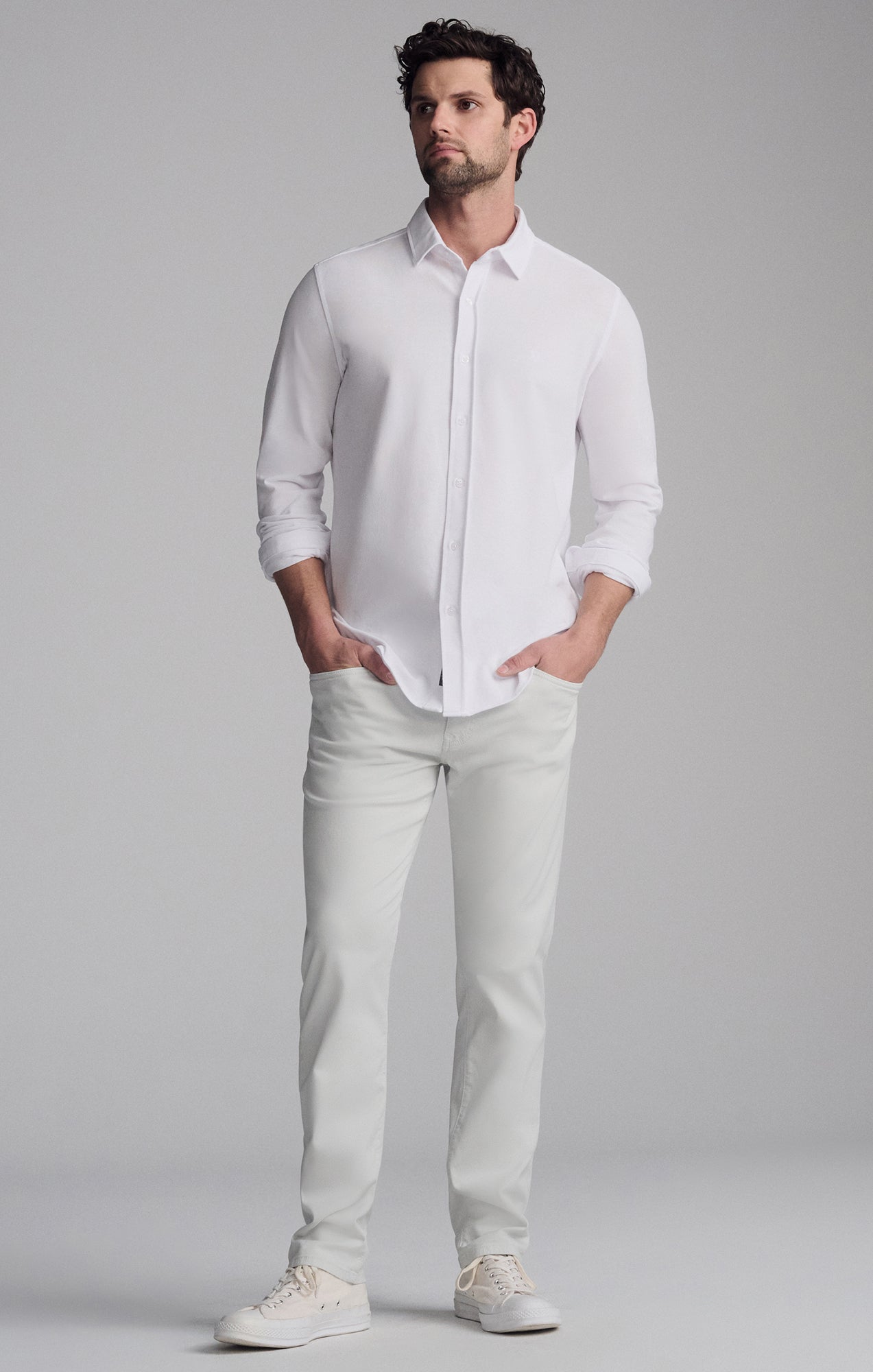 LONG SLEEVE DRESS SHIRT IN WHITE - Mavi Jeans