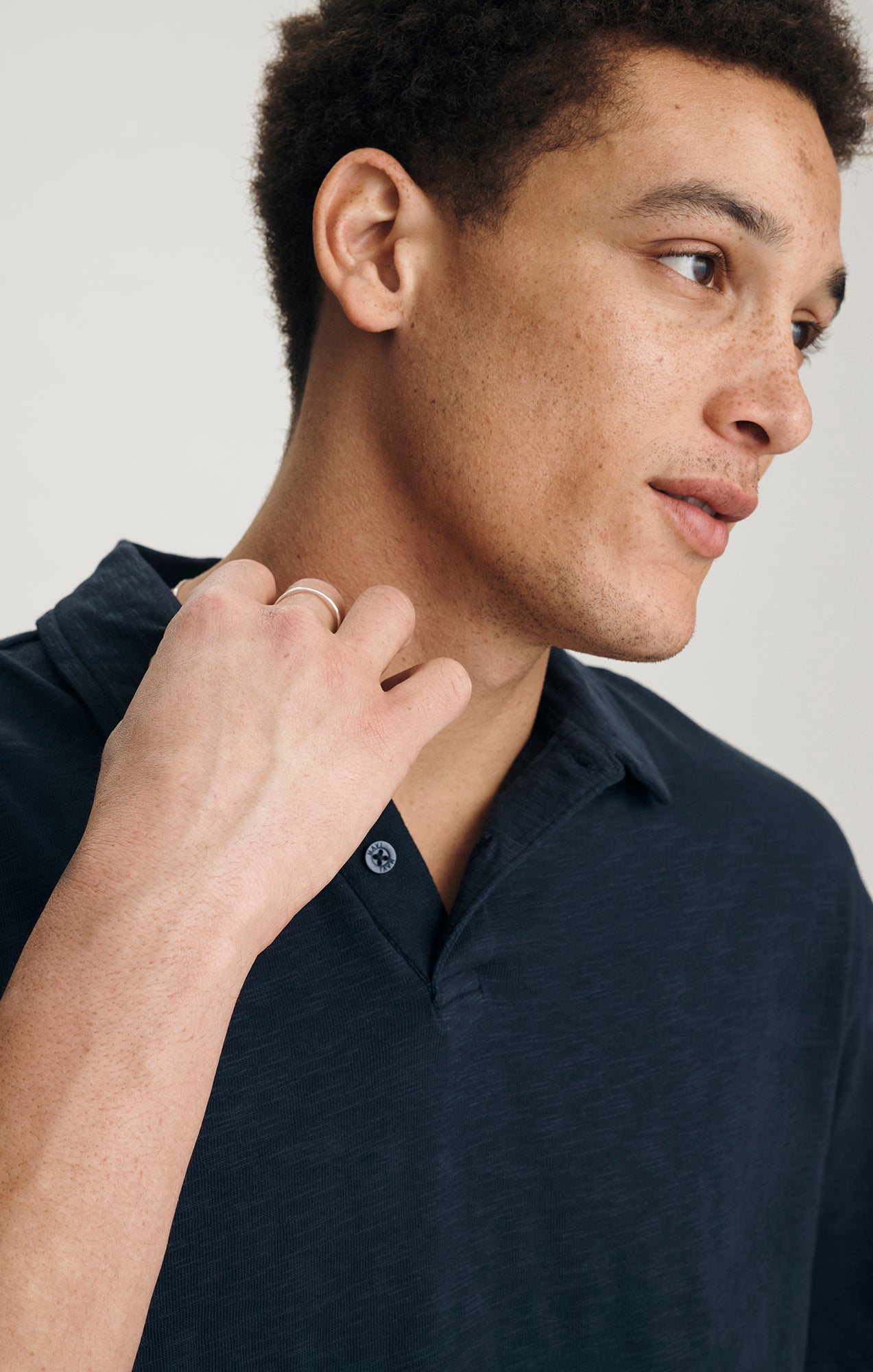 SLUB POLO T-SHIRT IN TOTAL ECLIPSE - Mavi Jeans