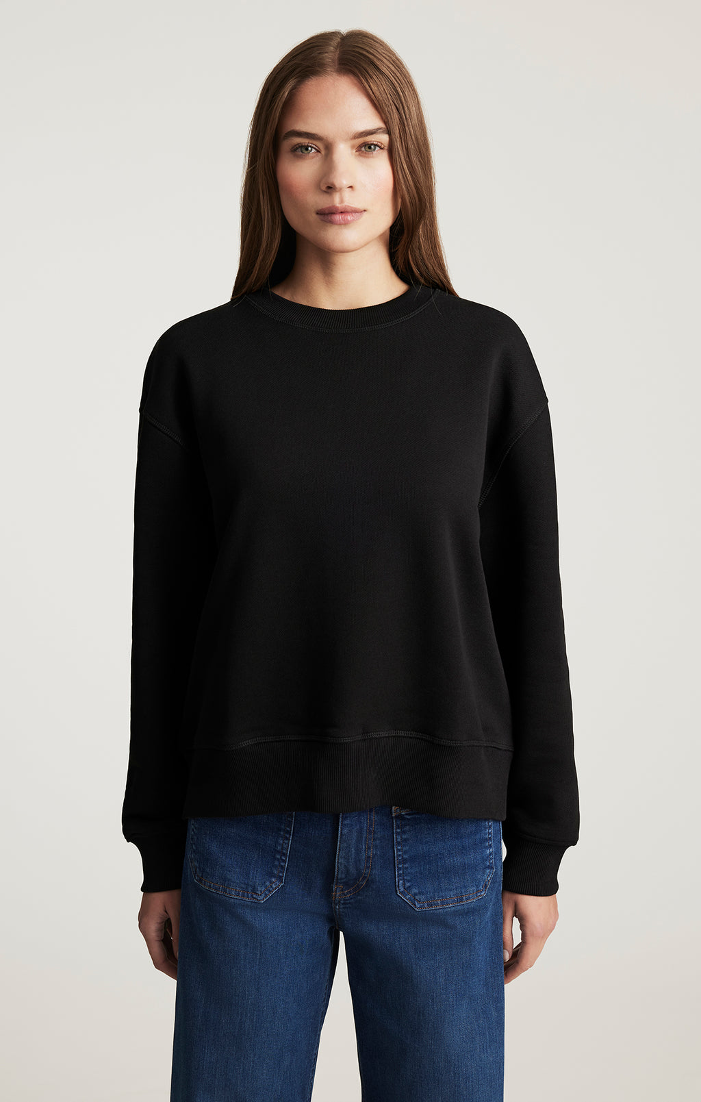 CREW NECK SWEATSHIRT IN BLACK - Mavi Jeans