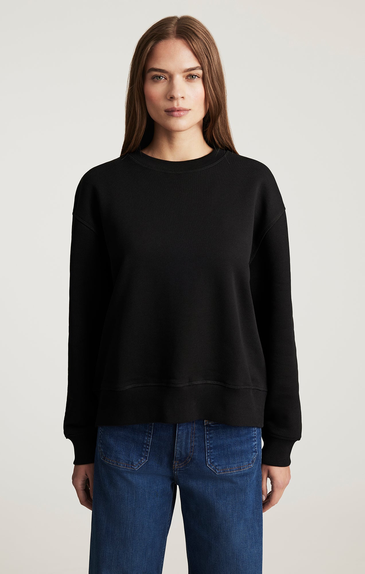 CREW NECK SWEATSHIRT IN BLACK - Mavi Jeans
