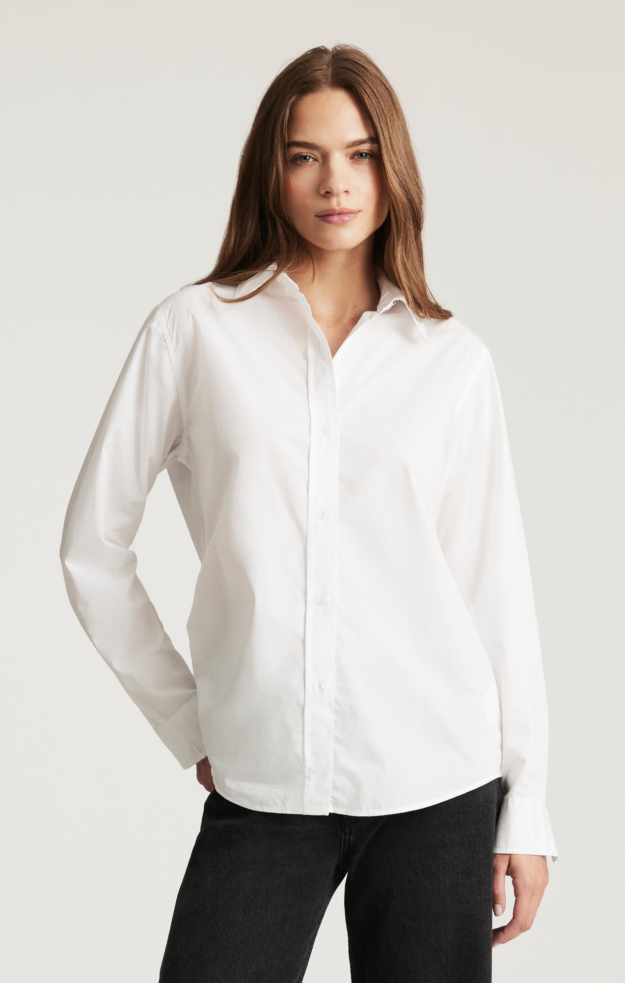 LONG SLEEVE BUTTON-UP SHIRT IN WHITE - Mavi Jeans