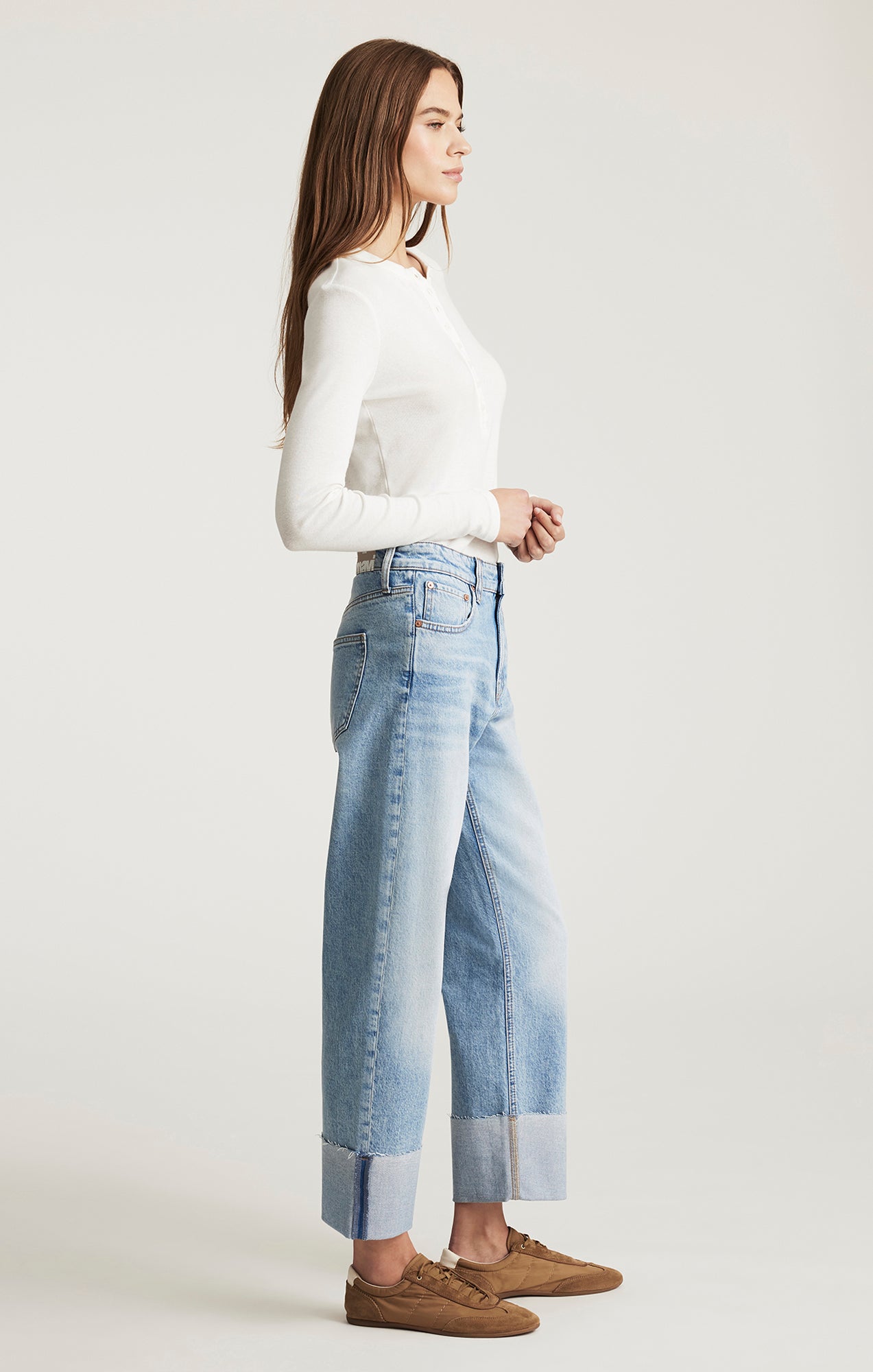 SAVANNAH CUFFED STRAIGHT LEG IN LIGHT BRUSHED CLASSIC BLUE - Mavi Jeans