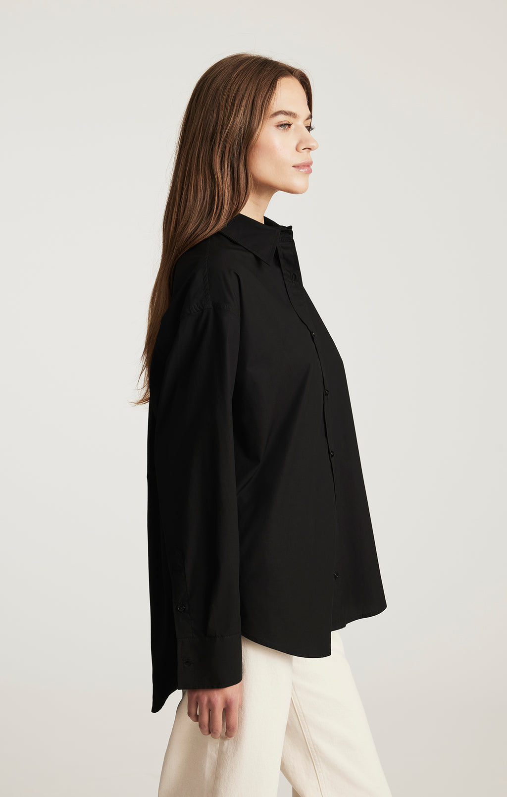 LONG SLEEVE BUTTON-UP SHIRT IN BLACK - Mavi Jeans