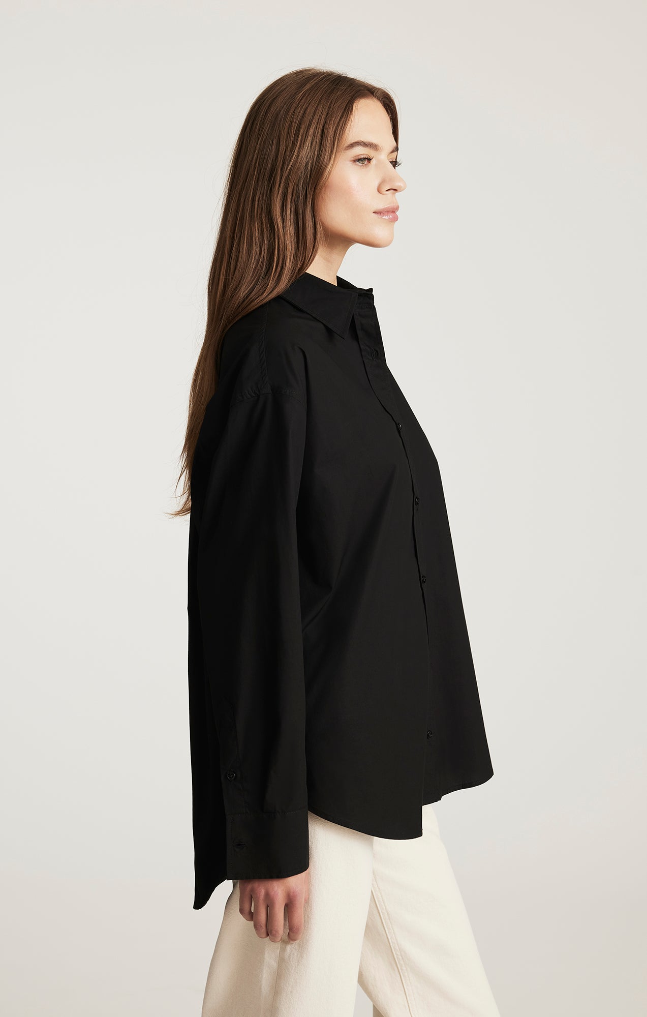 LONG SLEEVE BUTTON-UP SHIRT IN BLACK - Mavi Jeans