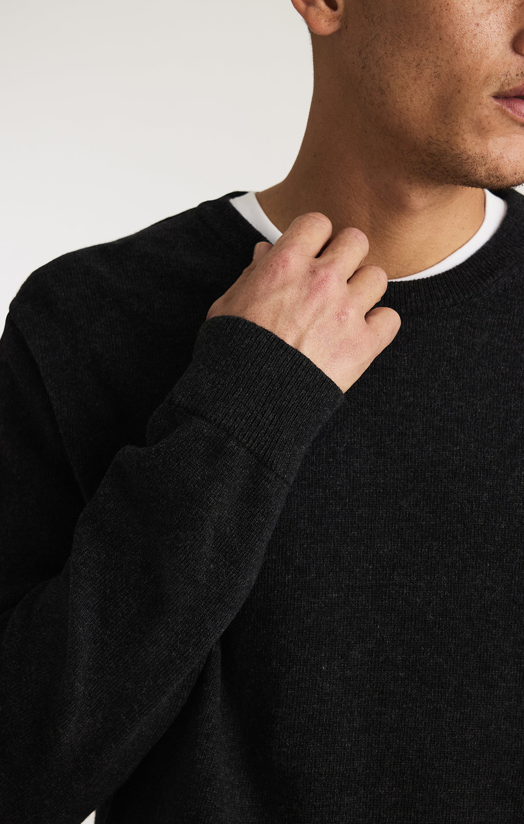 CREW NECK SWEATER IN ANTHRACITE MELANGE - Mavi Jeans